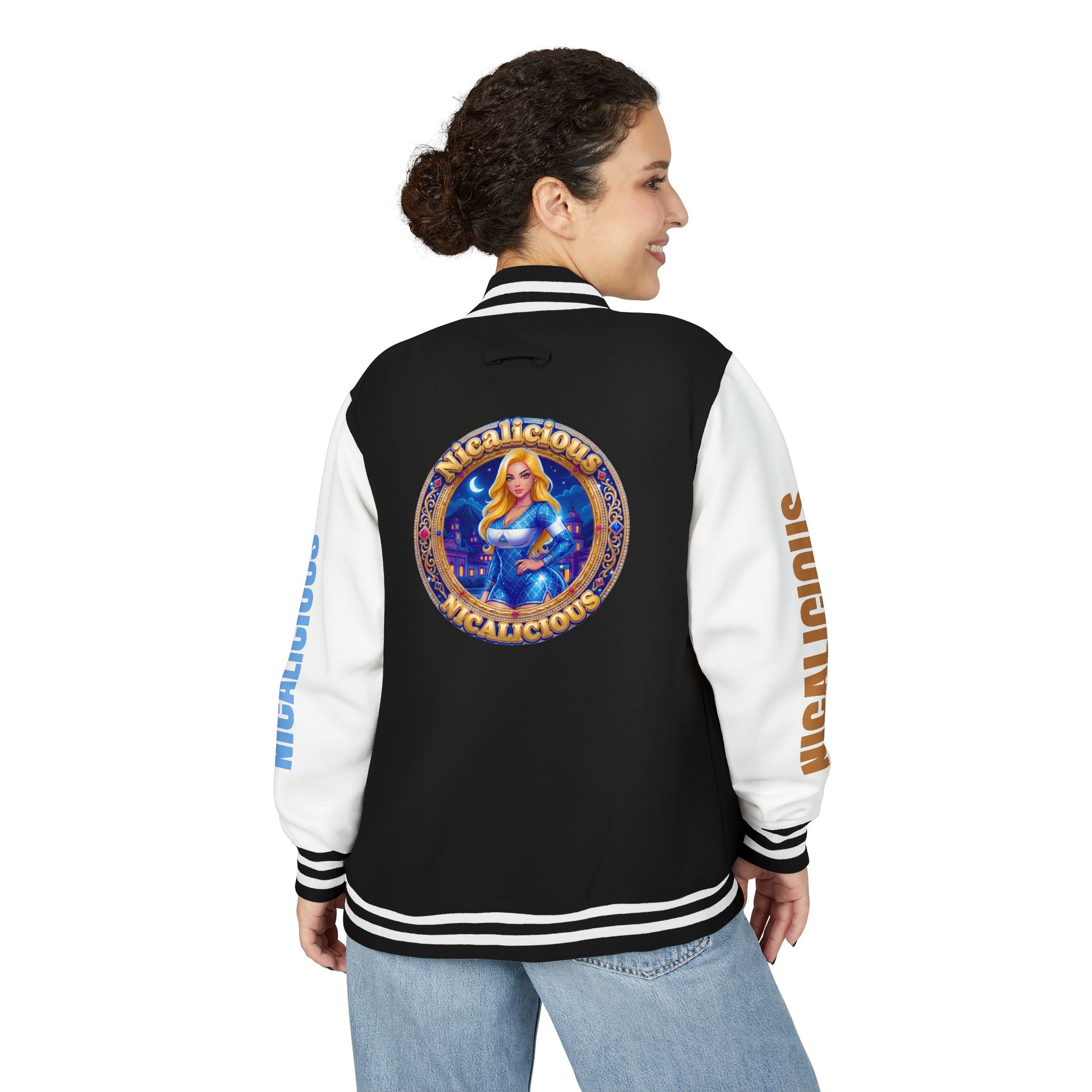 Letterman Jacket — 'Nicalicious' Retro Varsity Jacket with Angel Crest