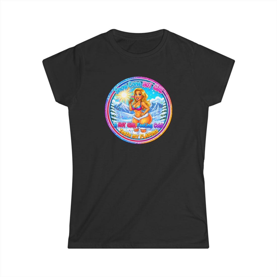 Retro Beach Pinup Tee — "Snow Cone Hot Girl" Women's T-Shirt