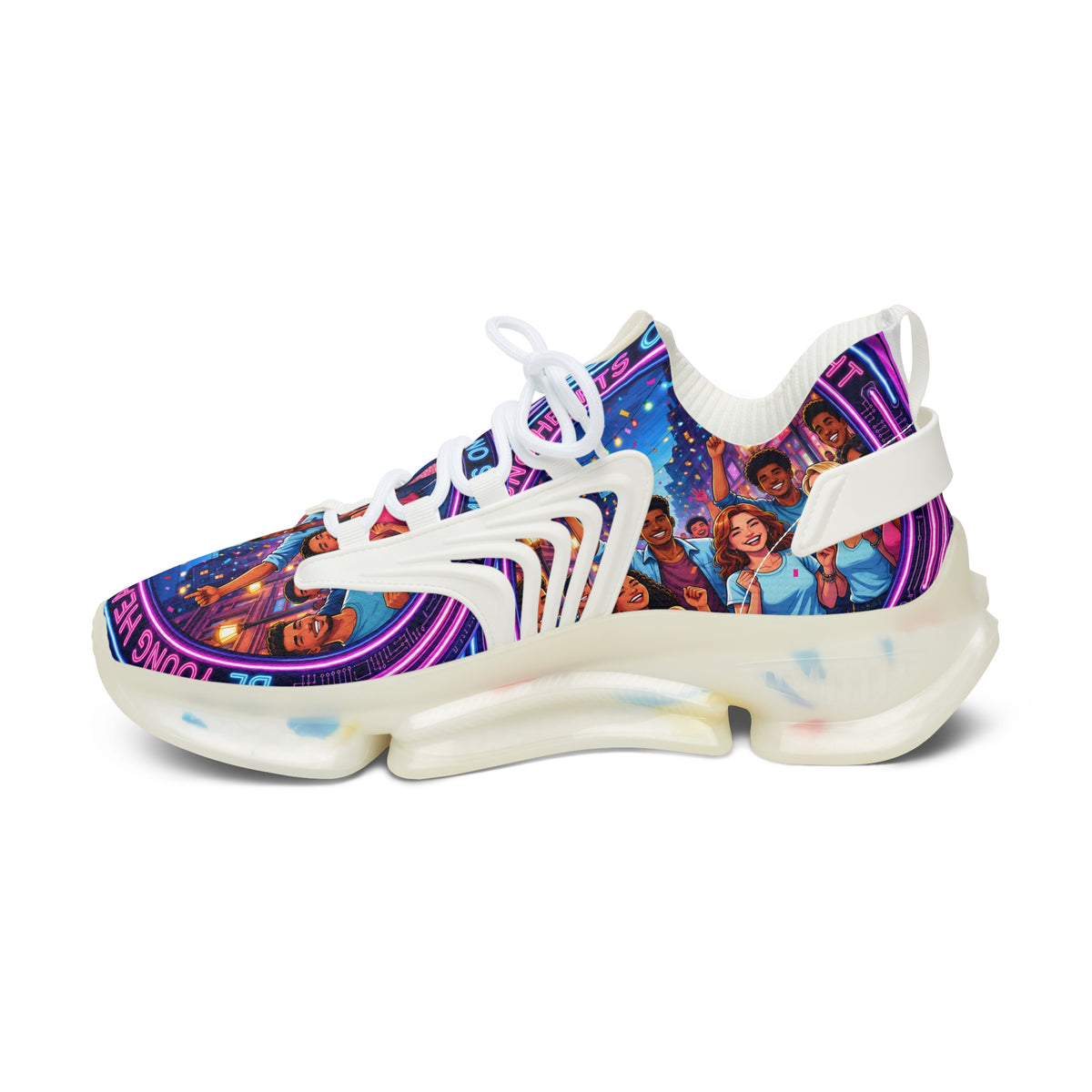 Women’s Mesh Sneakers — Colorful 'Be Young Of Hearts of the Night' Graphic Athletic Shoes