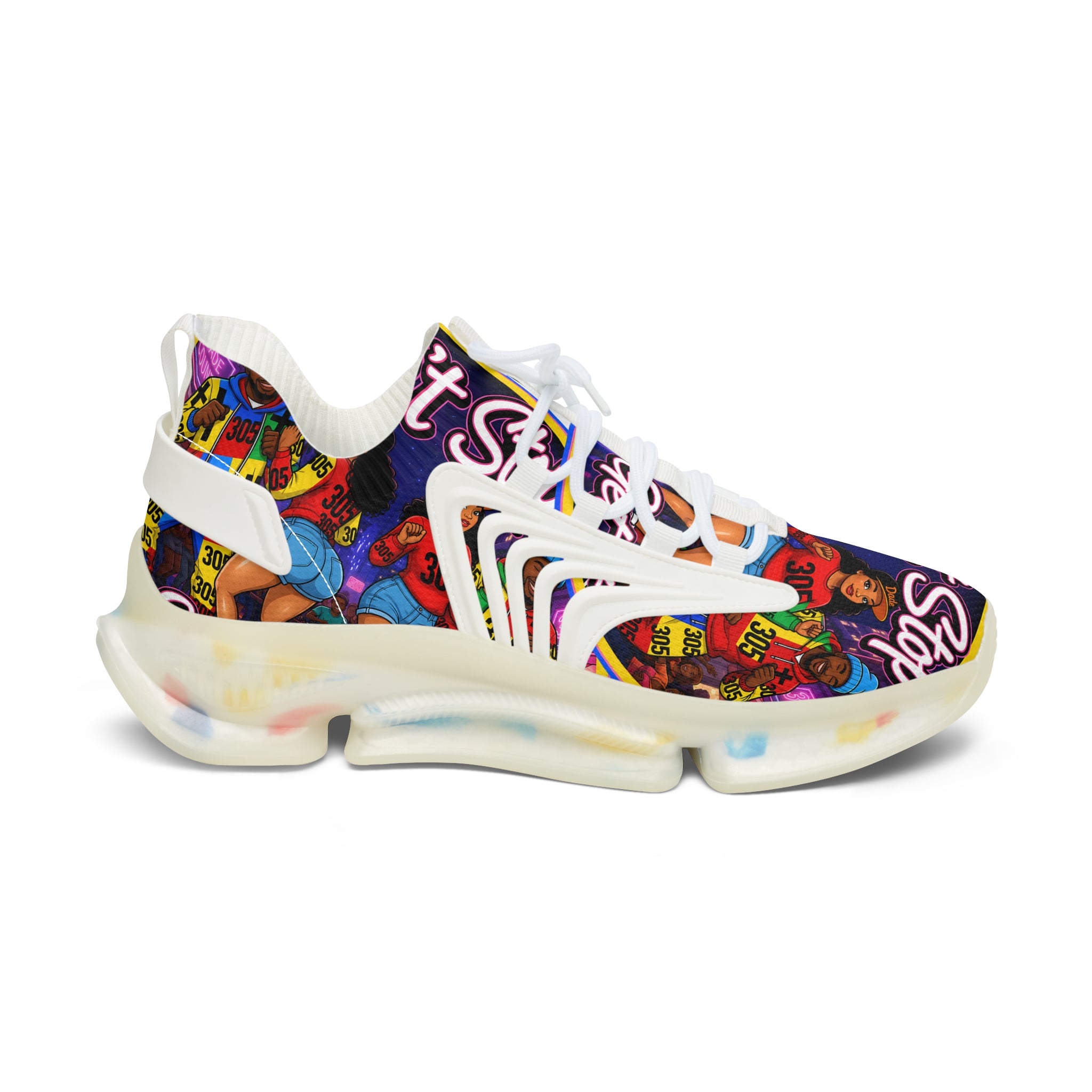 Women's Mesh Sneakers — Bold Graphic 'Don't Stop' Fashion Trainers