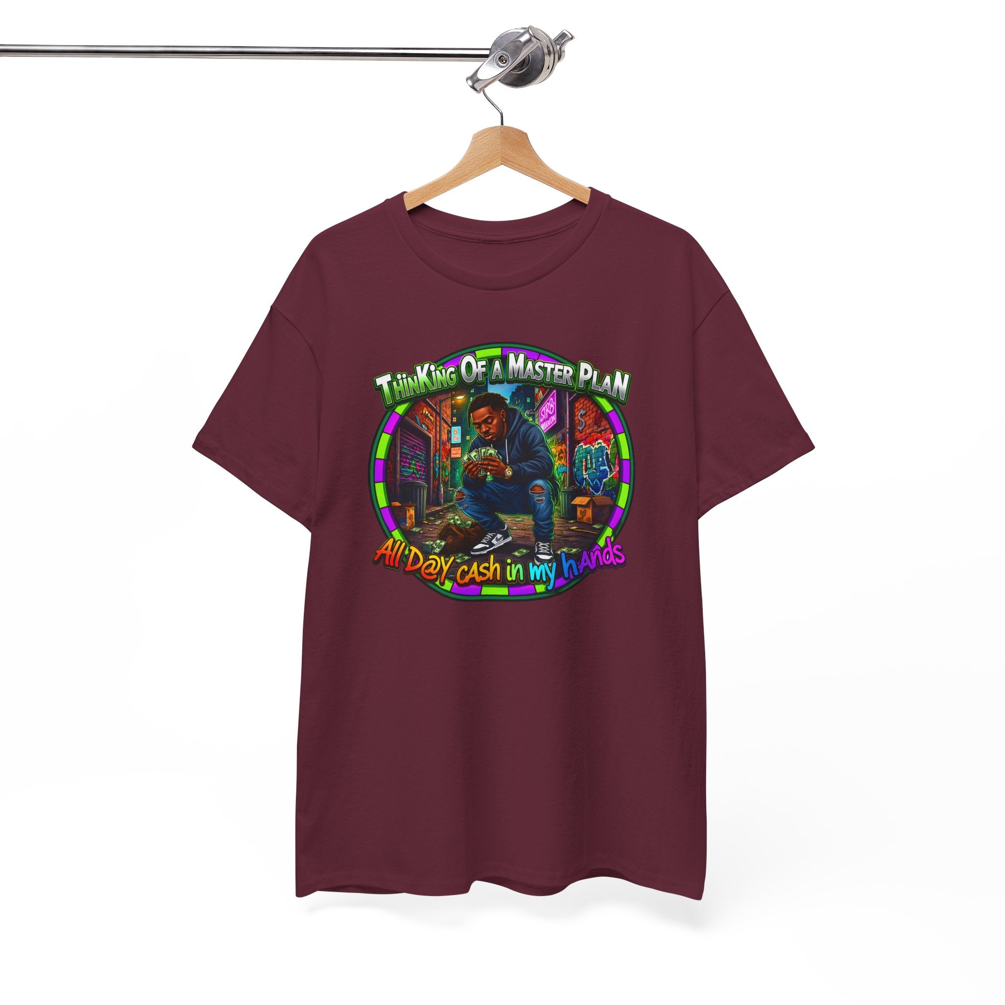 T-Shirt — "Thinking of a Master Plan" Colorful Retro Hip-Hop Graphic Tee