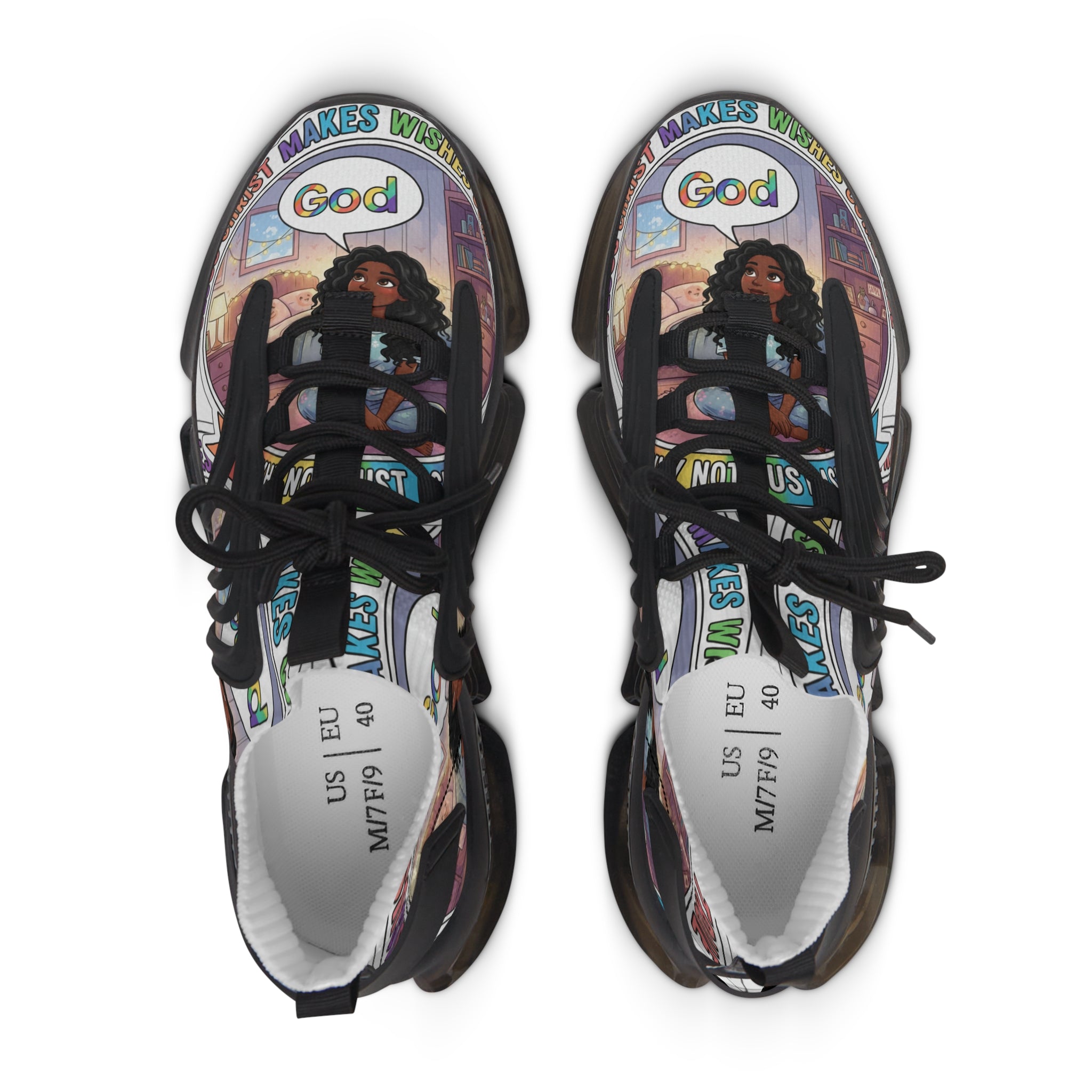 Women's Mesh Sneakers — " Jesus Christ Makes Wishes Come True " Graphic Athletic Shoes