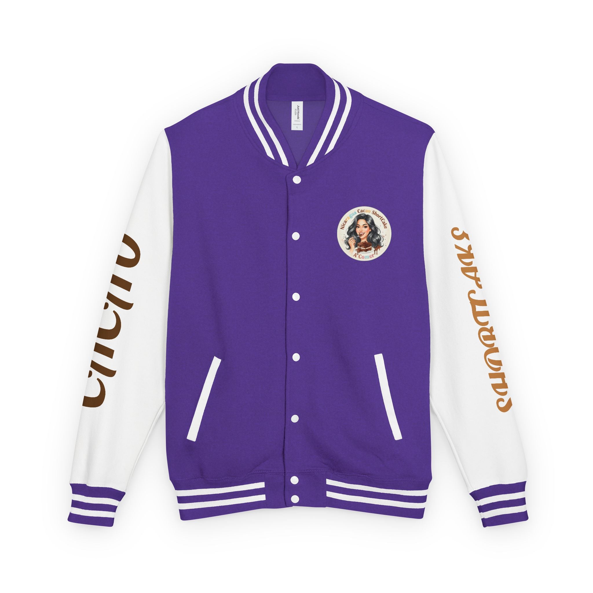 Vintage Pin-Up Letterman Jacket —Cacao Chocolate Shortcake Retro Logo Varsity Jacket