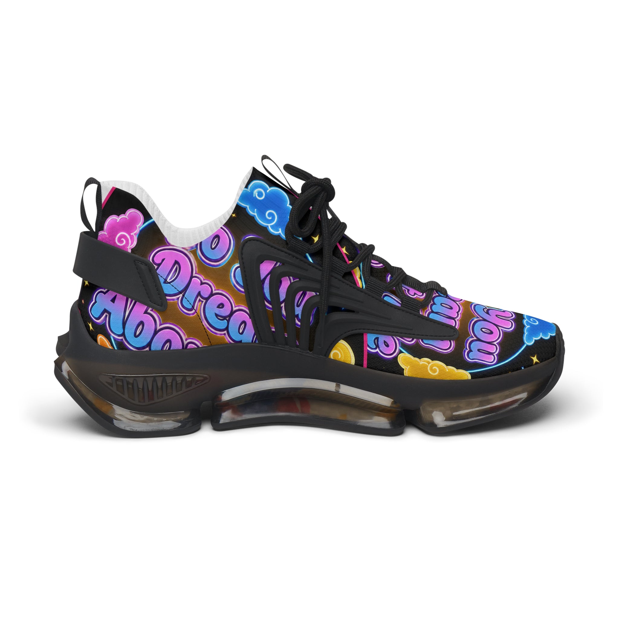 Mesh Sneakers — "Do You Dream Bout Me" Colorful Cloud Graphic