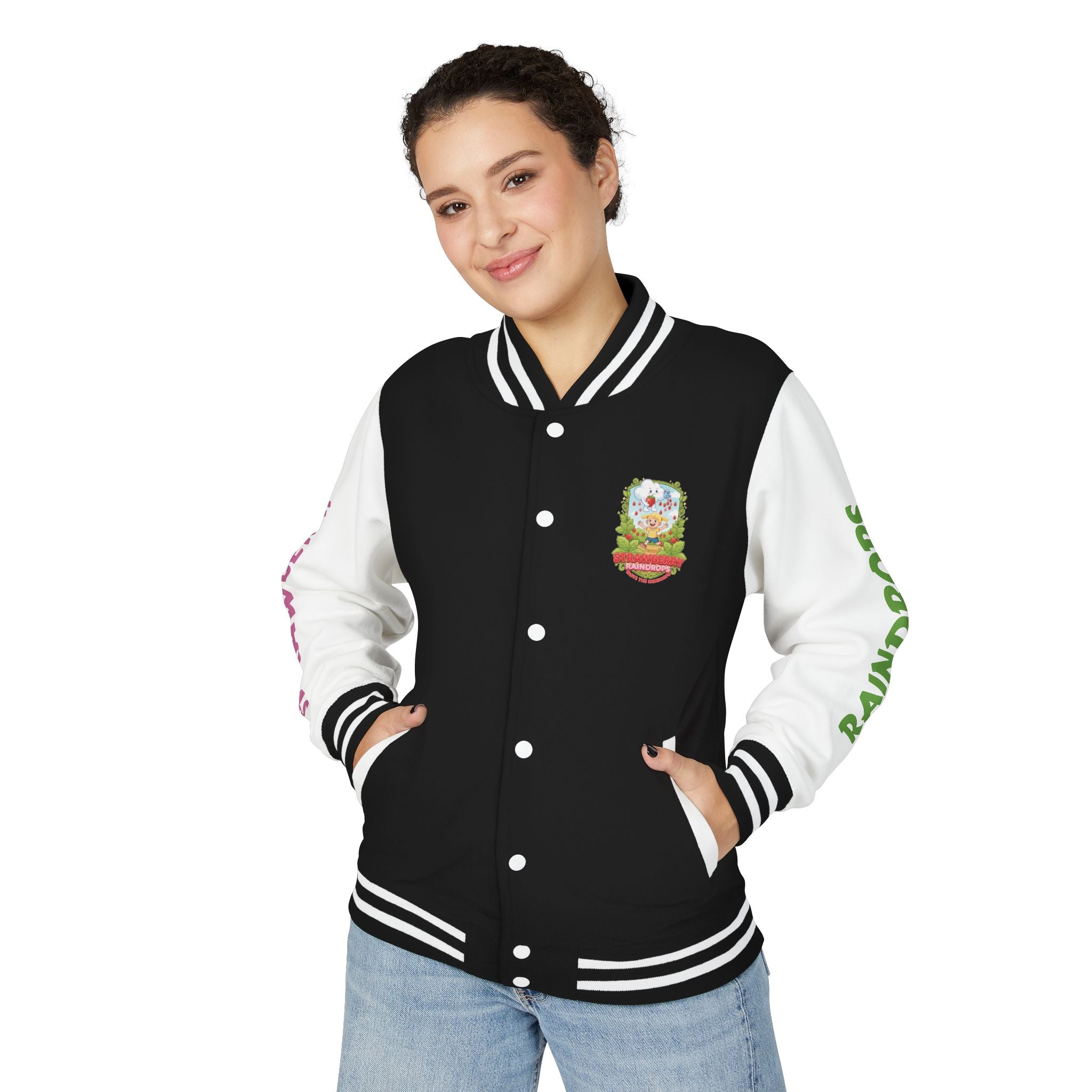Letterman Jacket —Strawberry Raindrops Back Patch