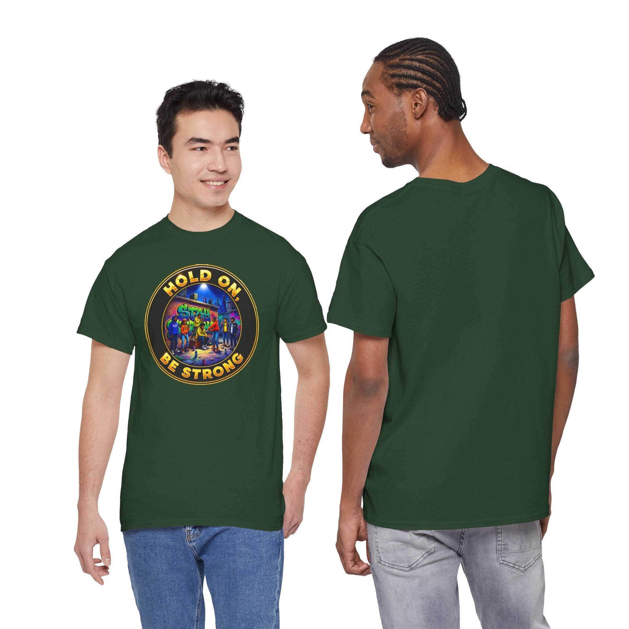 T-Shirt — 'Hold On Be Strong' Inspirational Retro Circle Graphic Tee