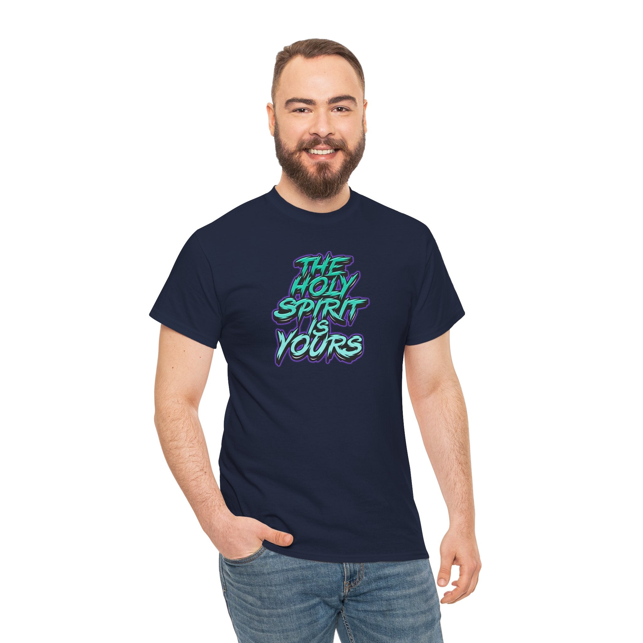T-Shirt — "The Holy Spirit Yours" Retro Script Faith Tee