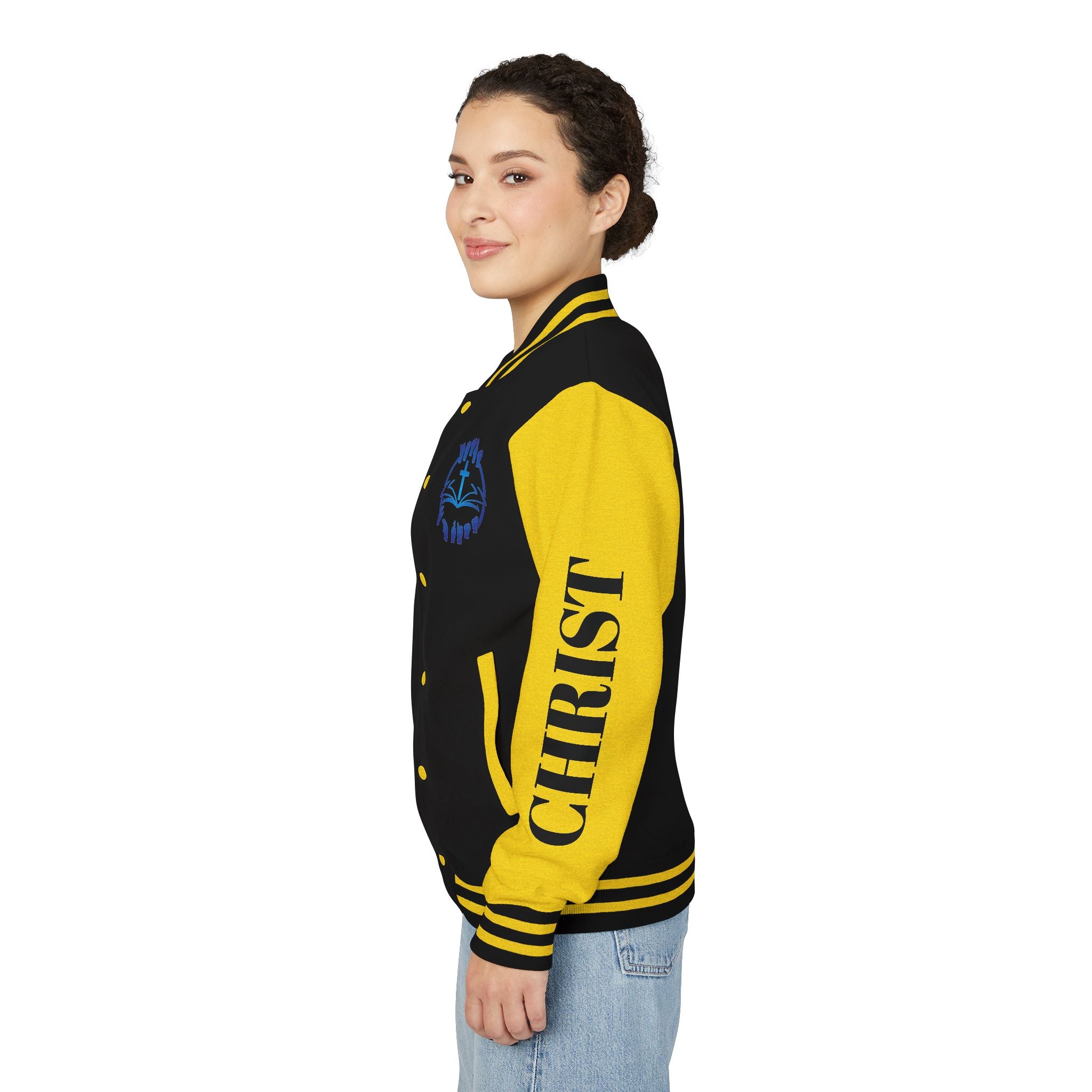 Christian Cross Letterman Jacket — Faith Crewneck Varsity Jacket