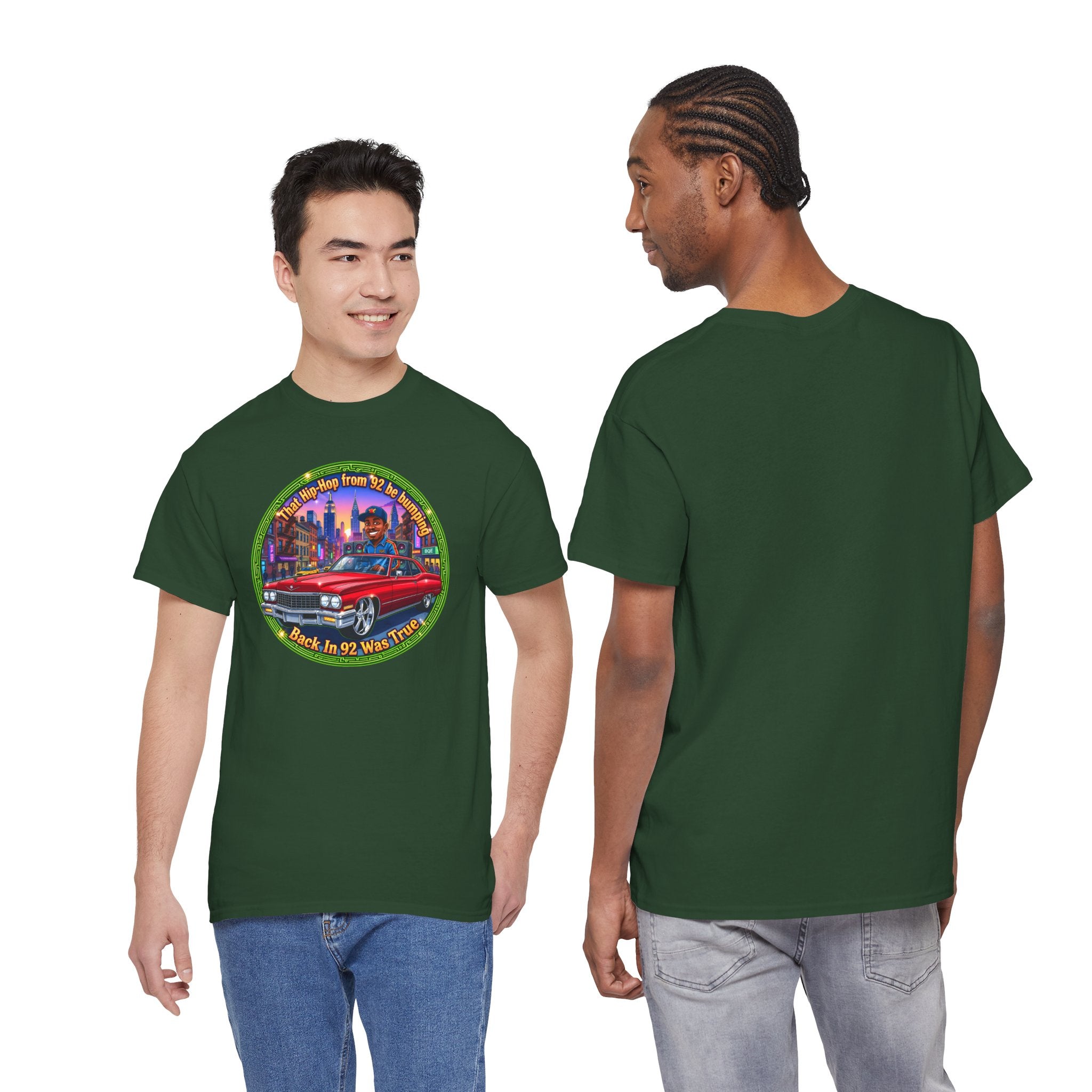 Vintage Red Convertible T-Shirt – “That Hip-hop From 92 Be Bumping" Retro City Cruise Tee