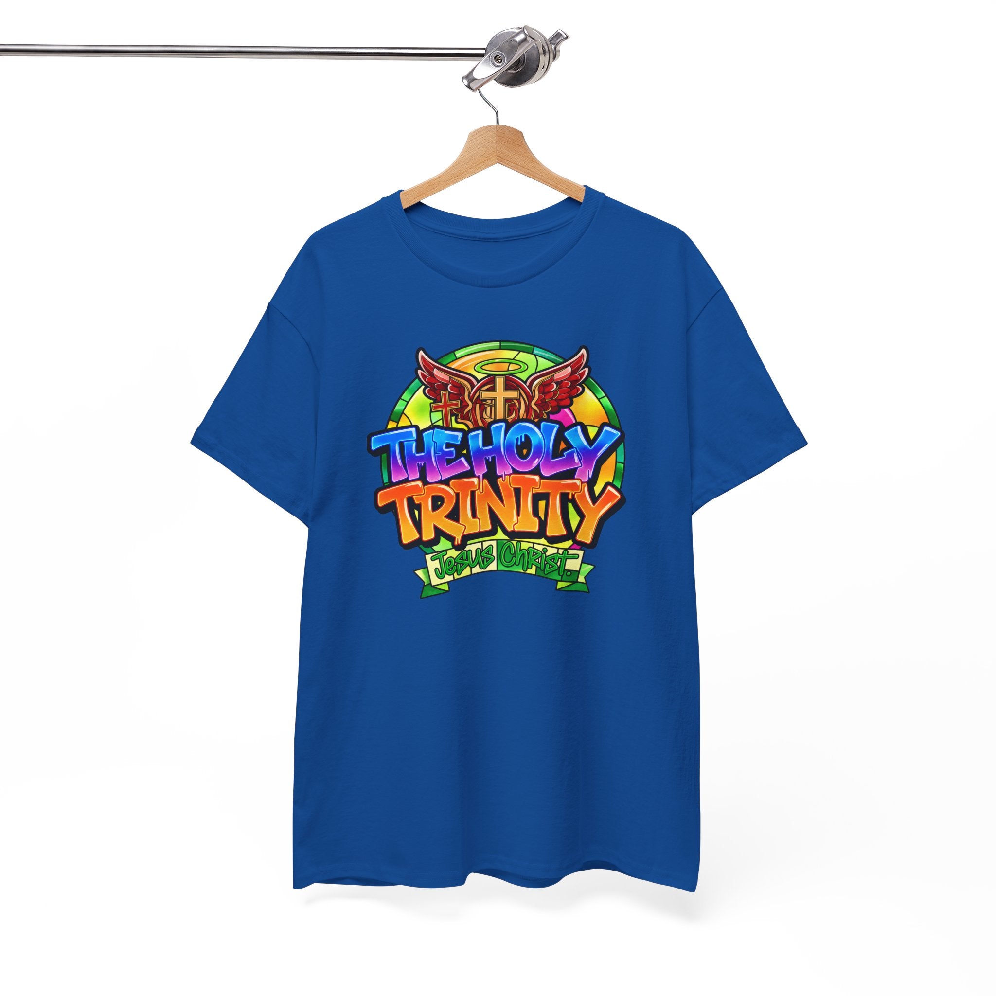 Holy Trinity Graphic Tee — Colorful Faith-Inspired Streetwear T-Shirt