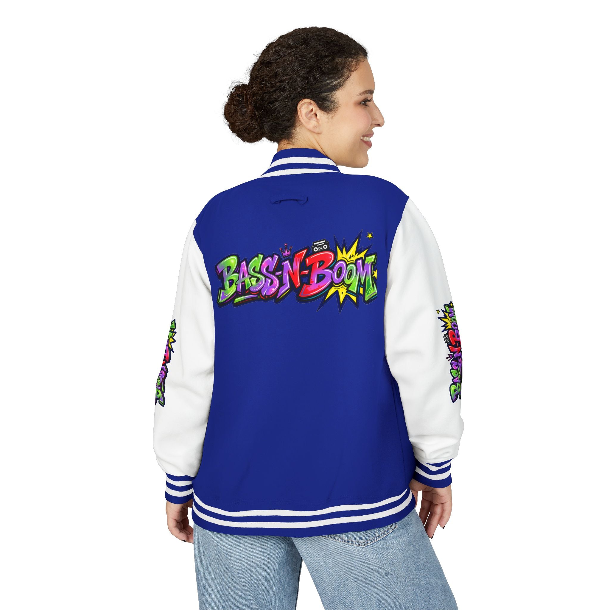Letterman Jacket — 'Bass N Boom' Graffiti Bomber