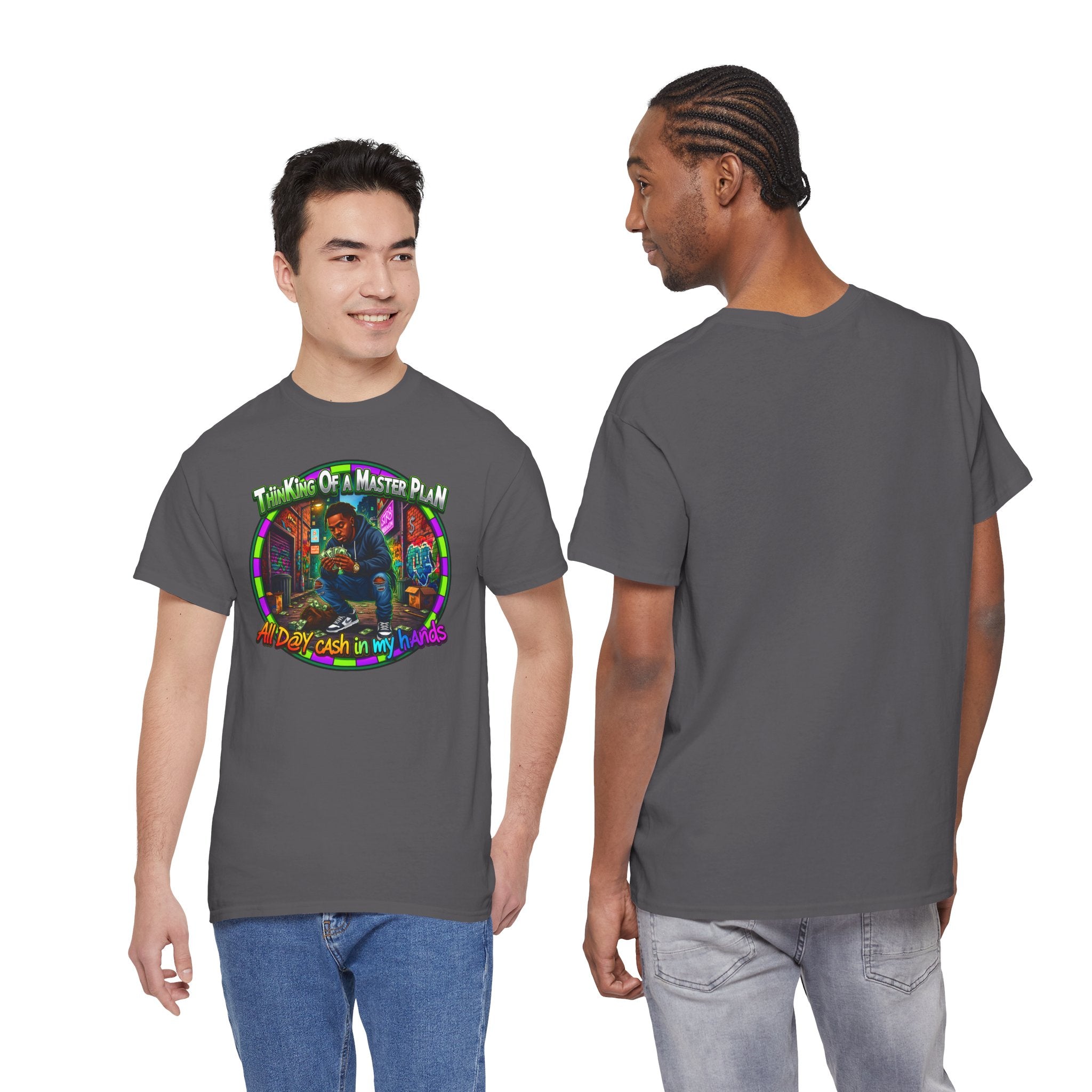 T-Shirt — "Thinking of a Master Plan" Colorful Retro Hip-Hop Graphic Tee