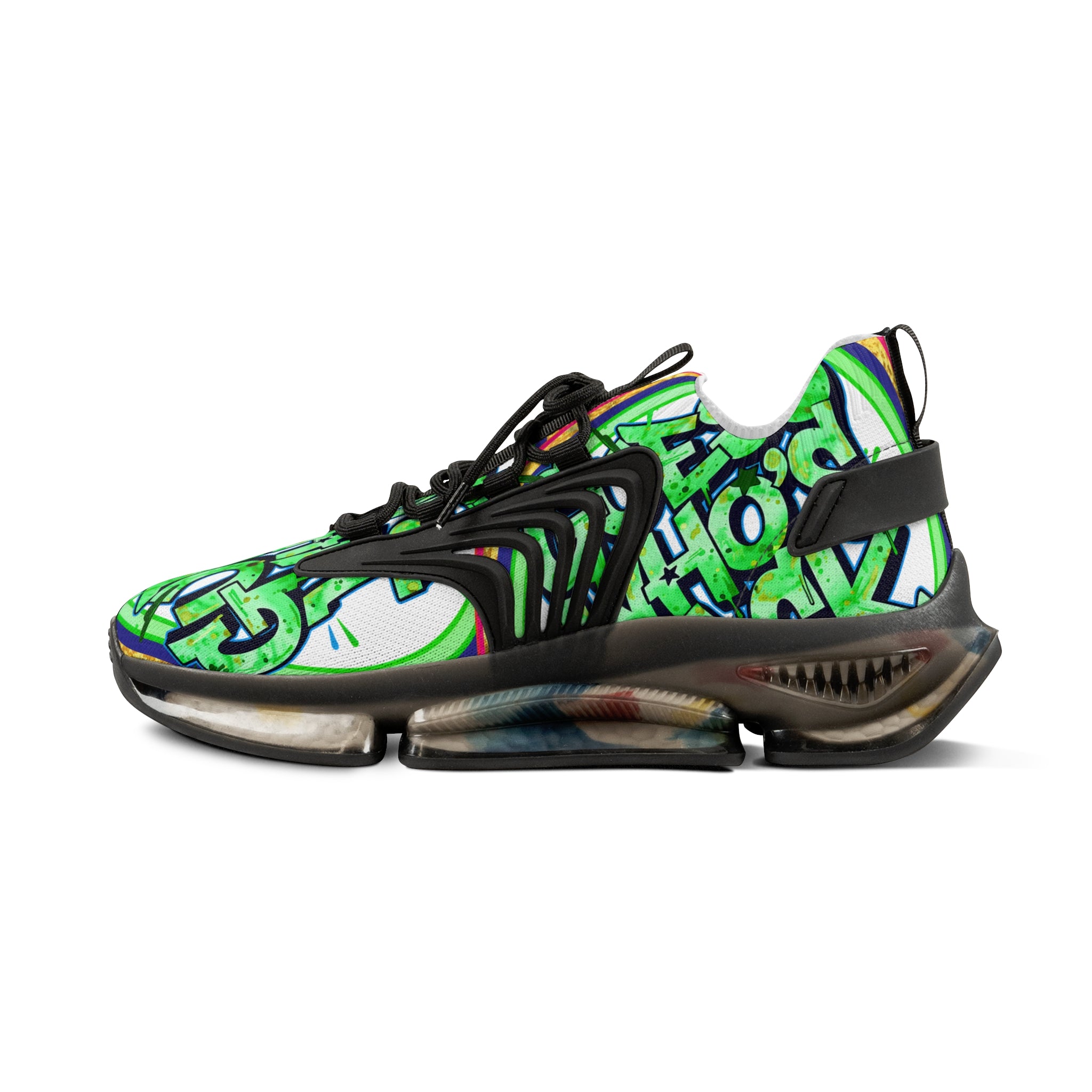 Men's Mesh Sneakers — " Guess Who's Back" Bold Green Graffiti 'Guess Who's Next' Athletic Shoes