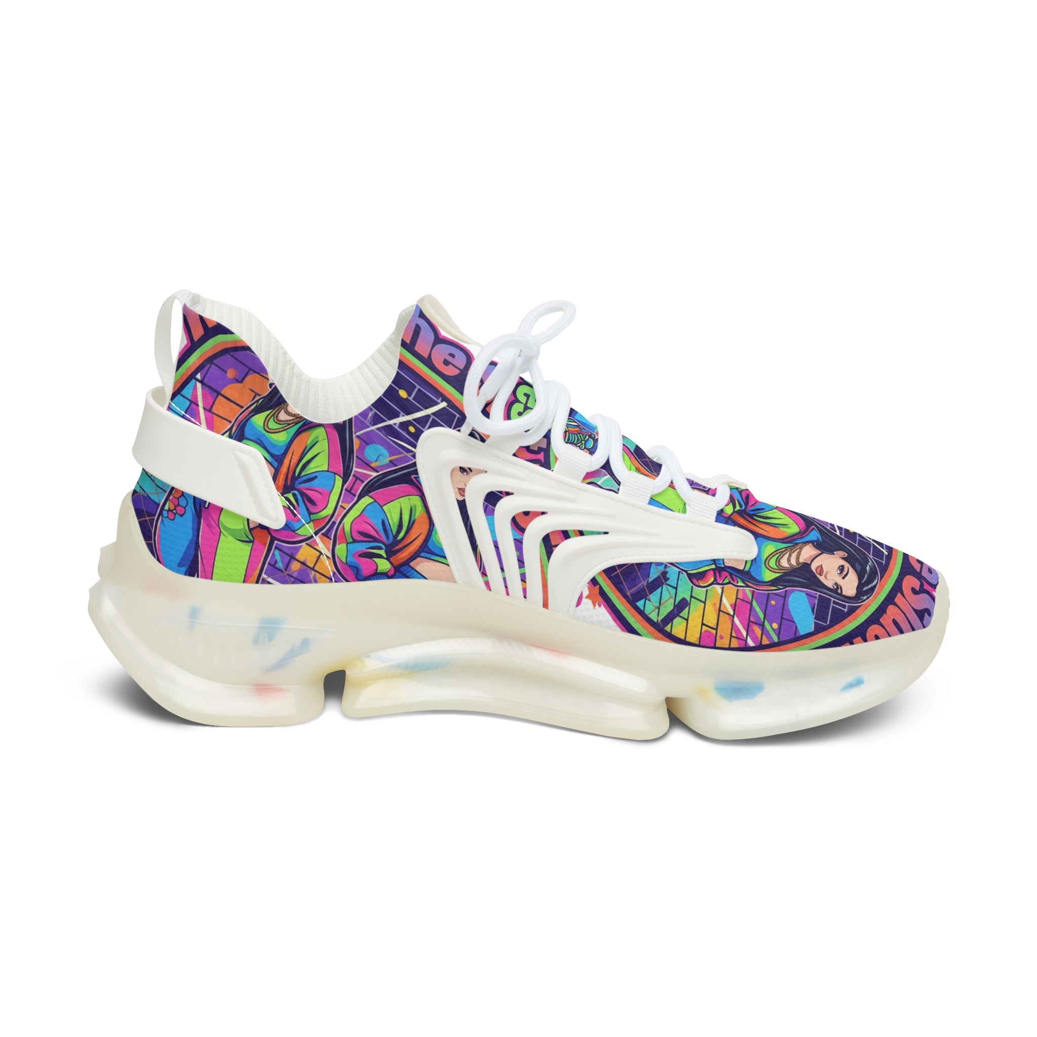 Women’s Mesh Sneakers — "We Own The Sidewalk "Colorful Retro Graphic Streetwear Trainers