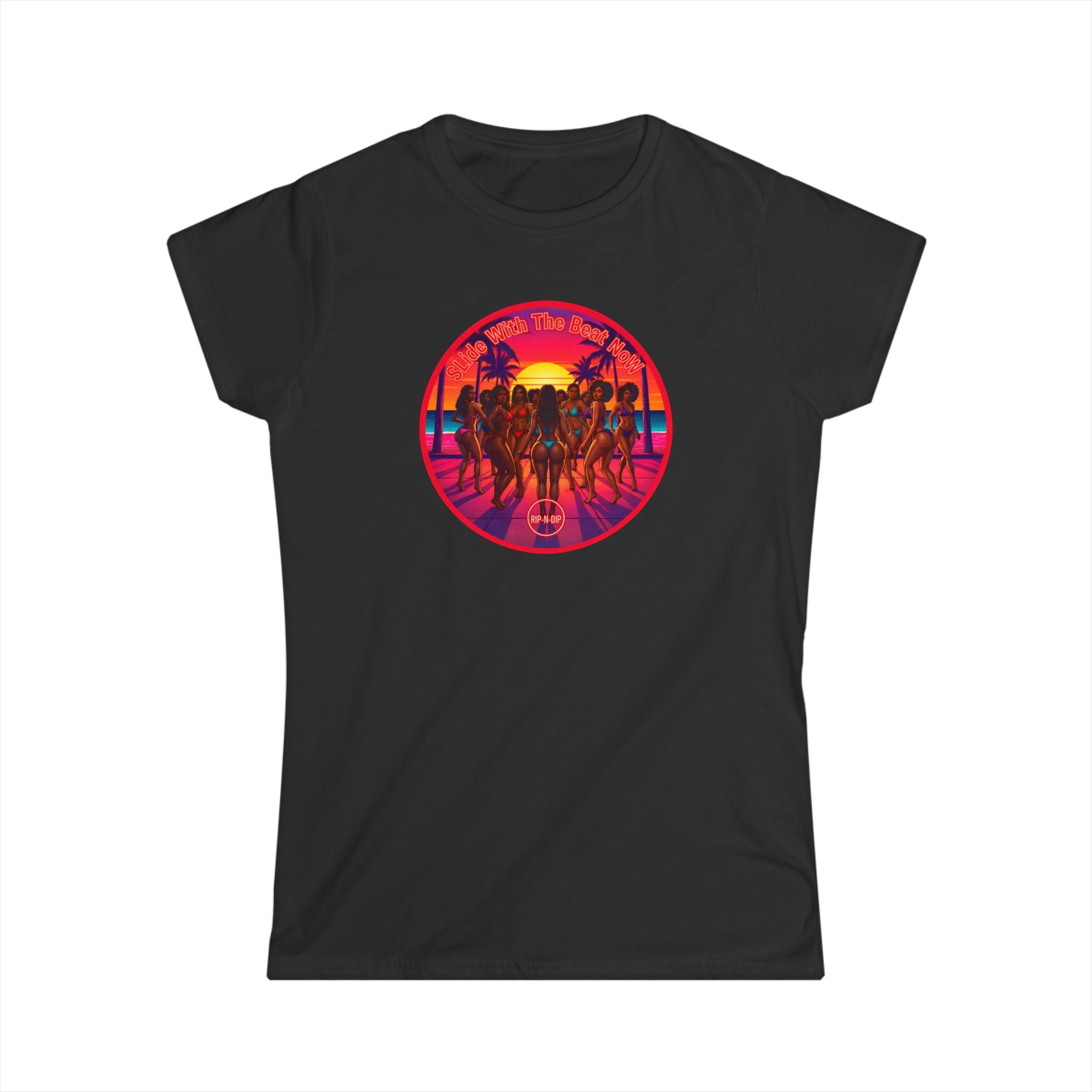Women's Softstyle Tee — '' Slide With The Best Now" Classic White Crewneck T-Shirt