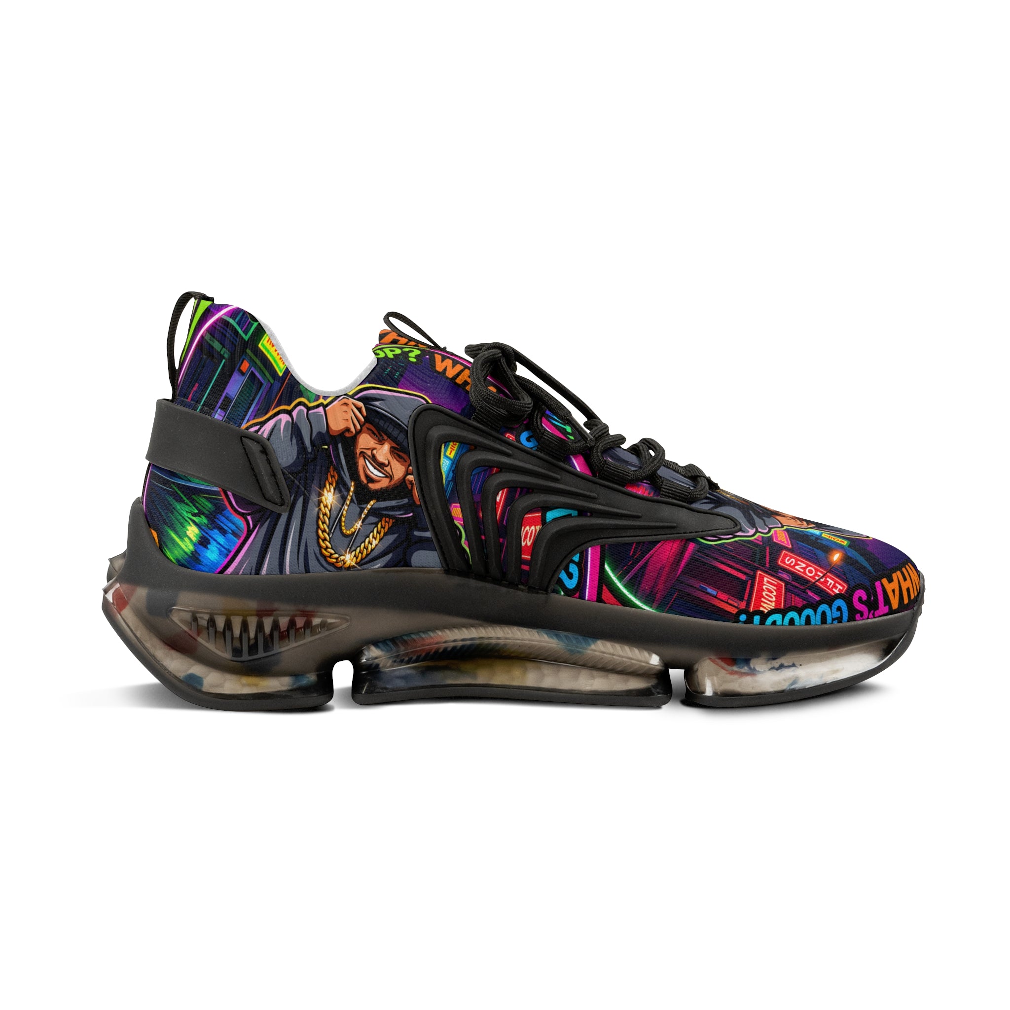 Men's Mesh Sneakers — " Yo, What's up? Rapper Graphic Athletic Shoes