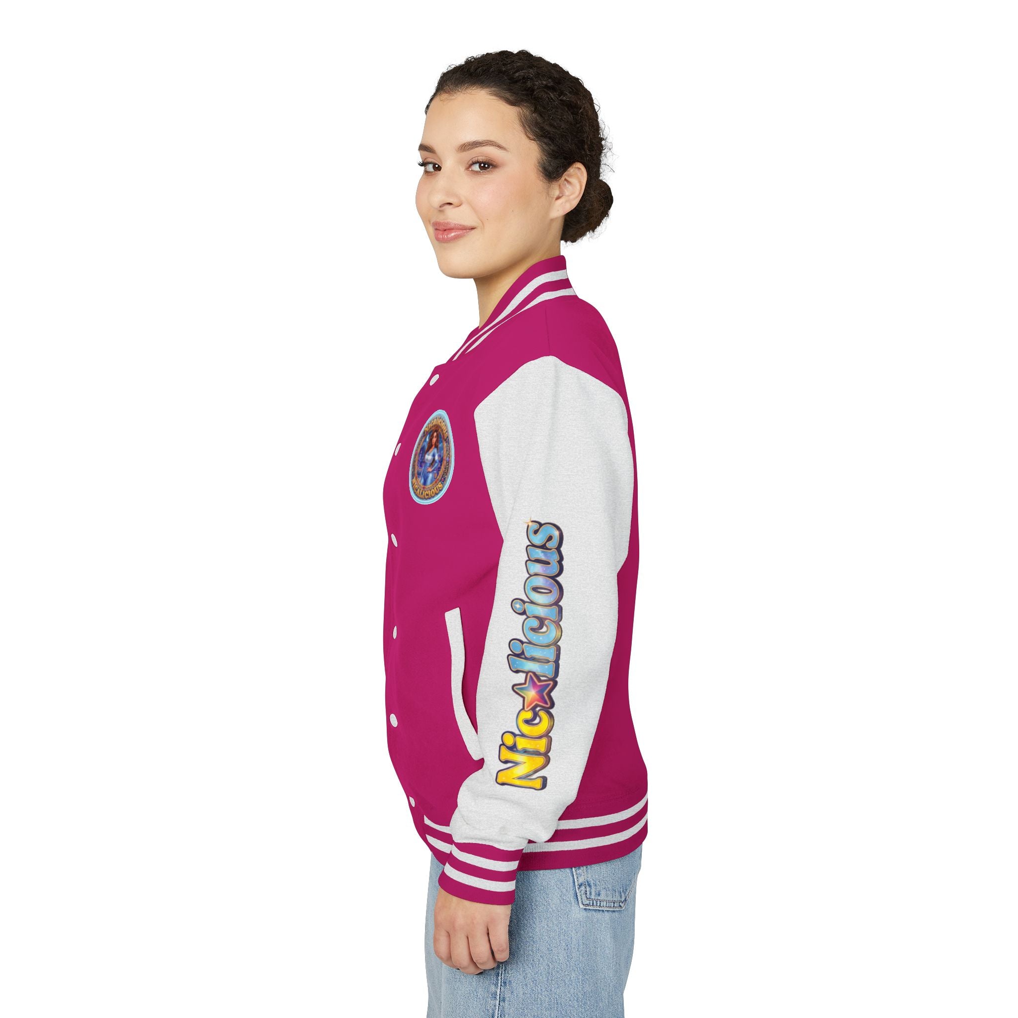"Nicalicious" Letterman Jacket - Retro Pinup Graphic Varsity Bomber