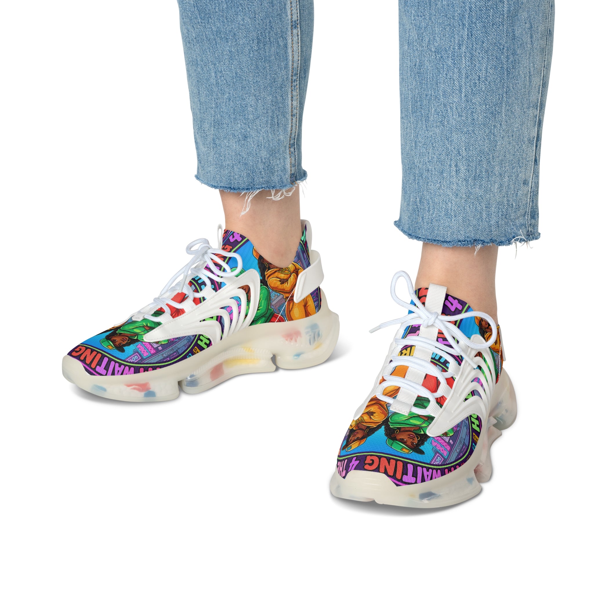 Women's Mesh Sneakers — 'Im Waiting For The Re-Up' Street Art Design