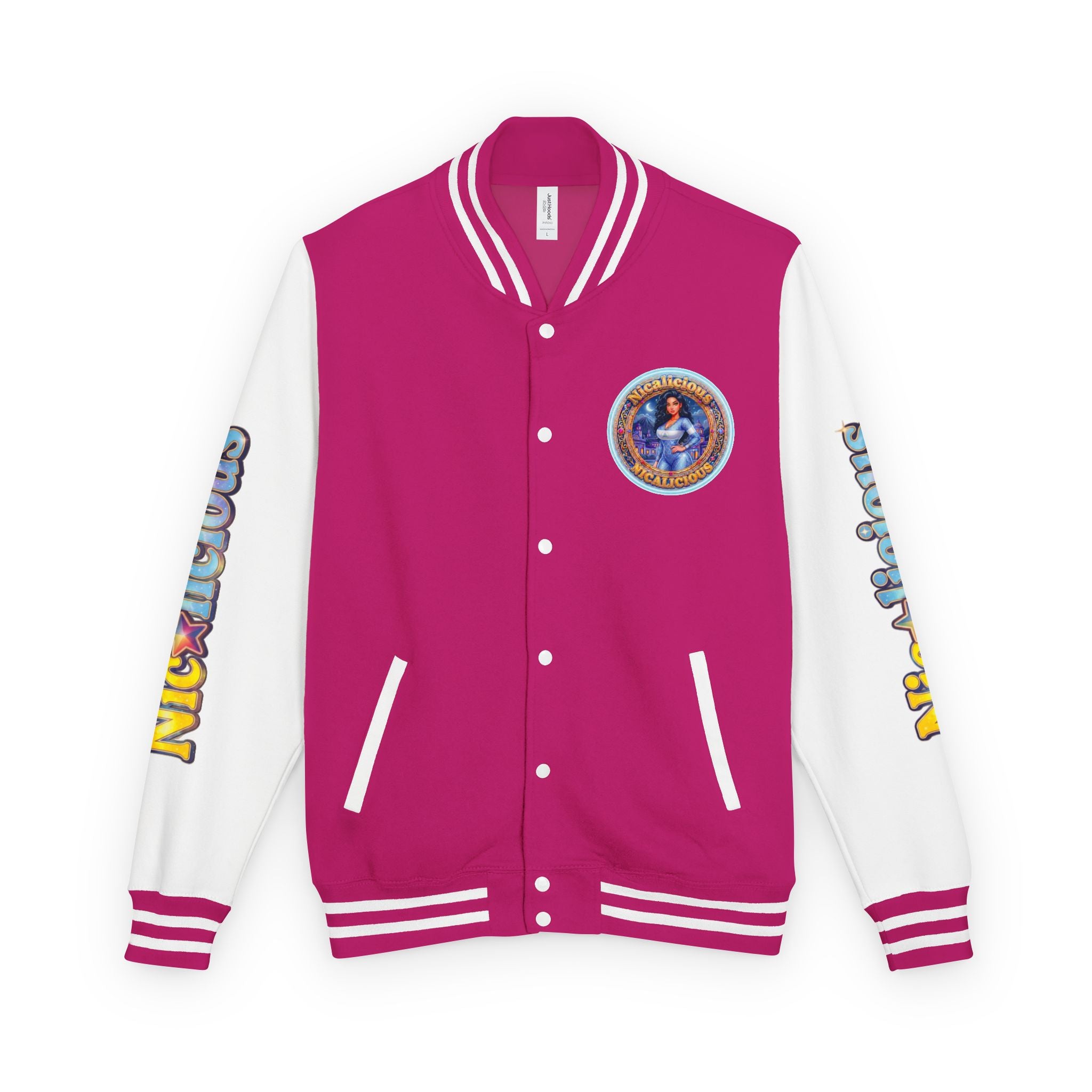 Letterman Jacket — 'Nicalicious' Graphic Varsity Jacket with Retro Badge