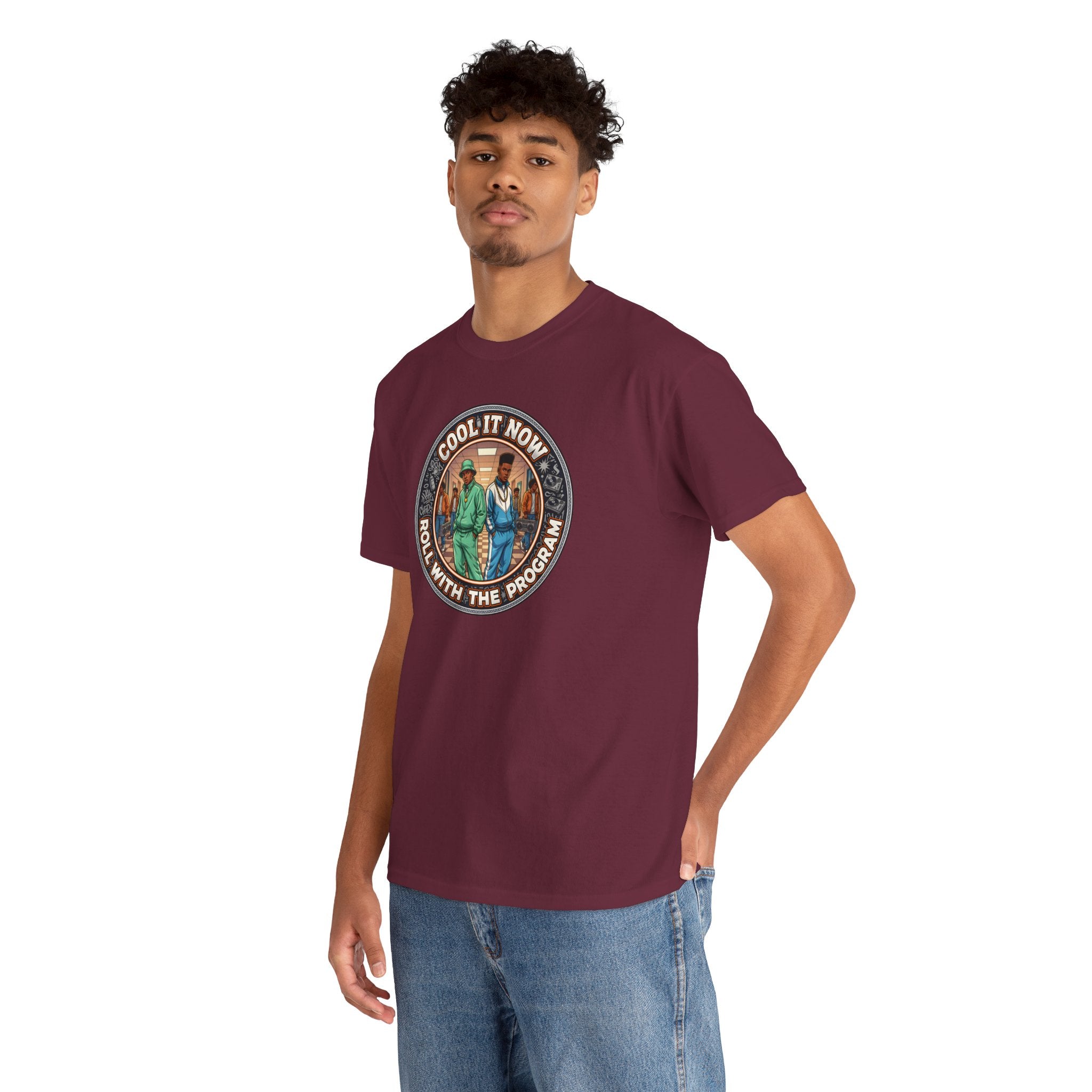 Cool It Now Tee — "Cool It Now Roll With The Program" Vintage Patch Graphic T-Shirt