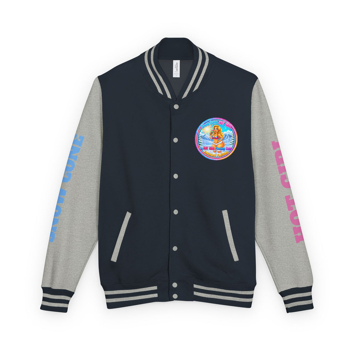 Angel Pinup Letterman Jacket — "Snowcone Hot Girl " Graphic Varsity Jacket