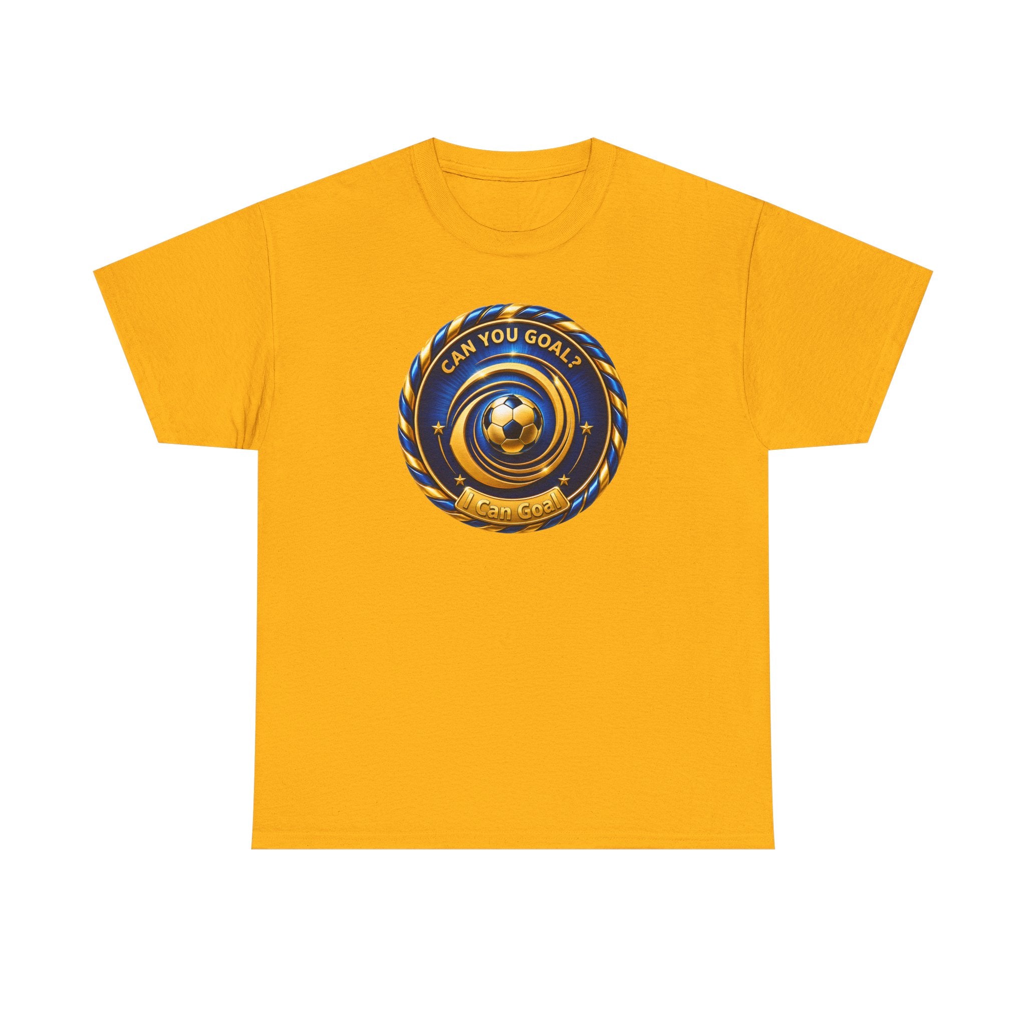 Soccer Badge Tee — "Can You Goal?" Graphic Soccer Shirt