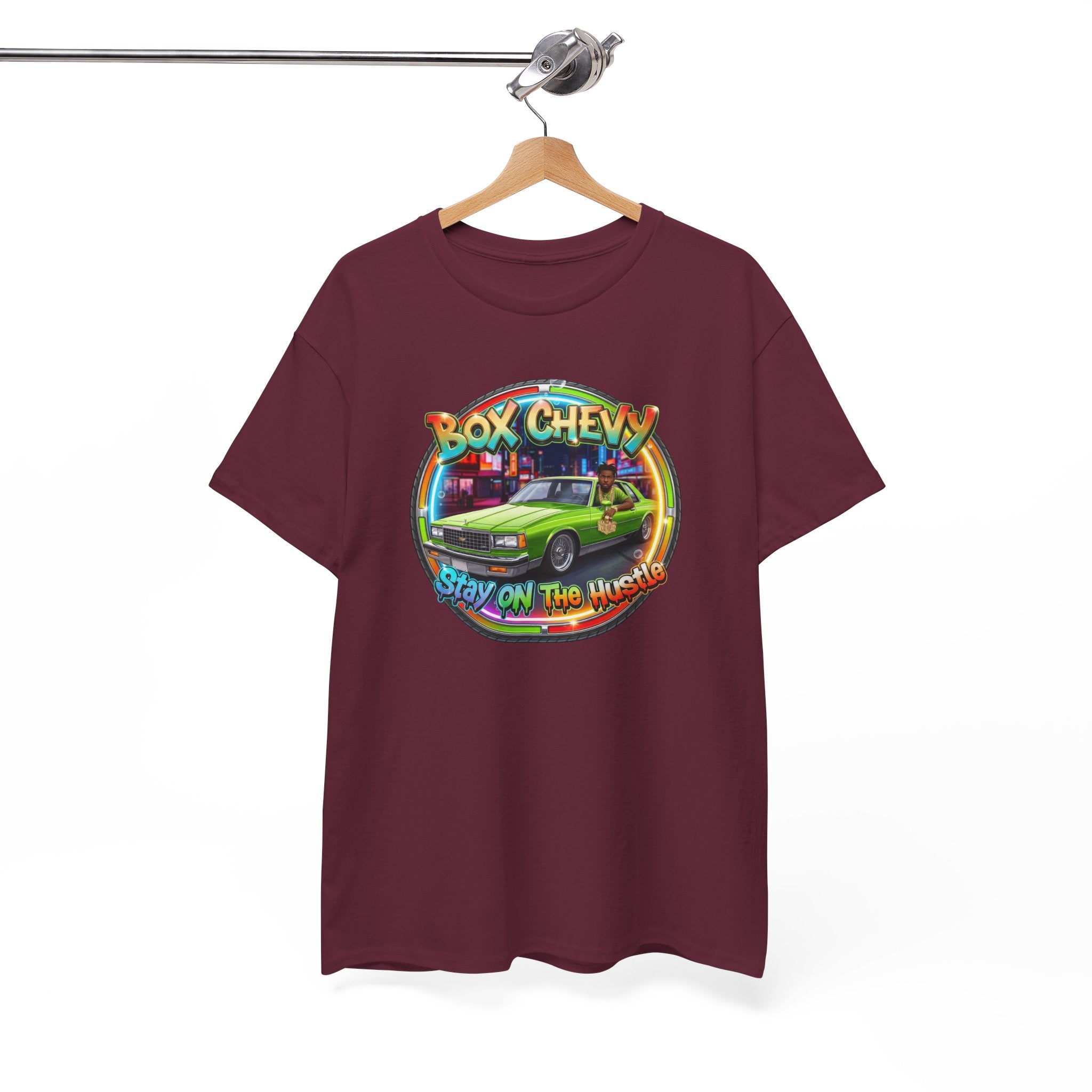 Vintage Chevy Truck Tee — "Box Chevy Stay On The Hustle" Retro Car Graphic Shirt