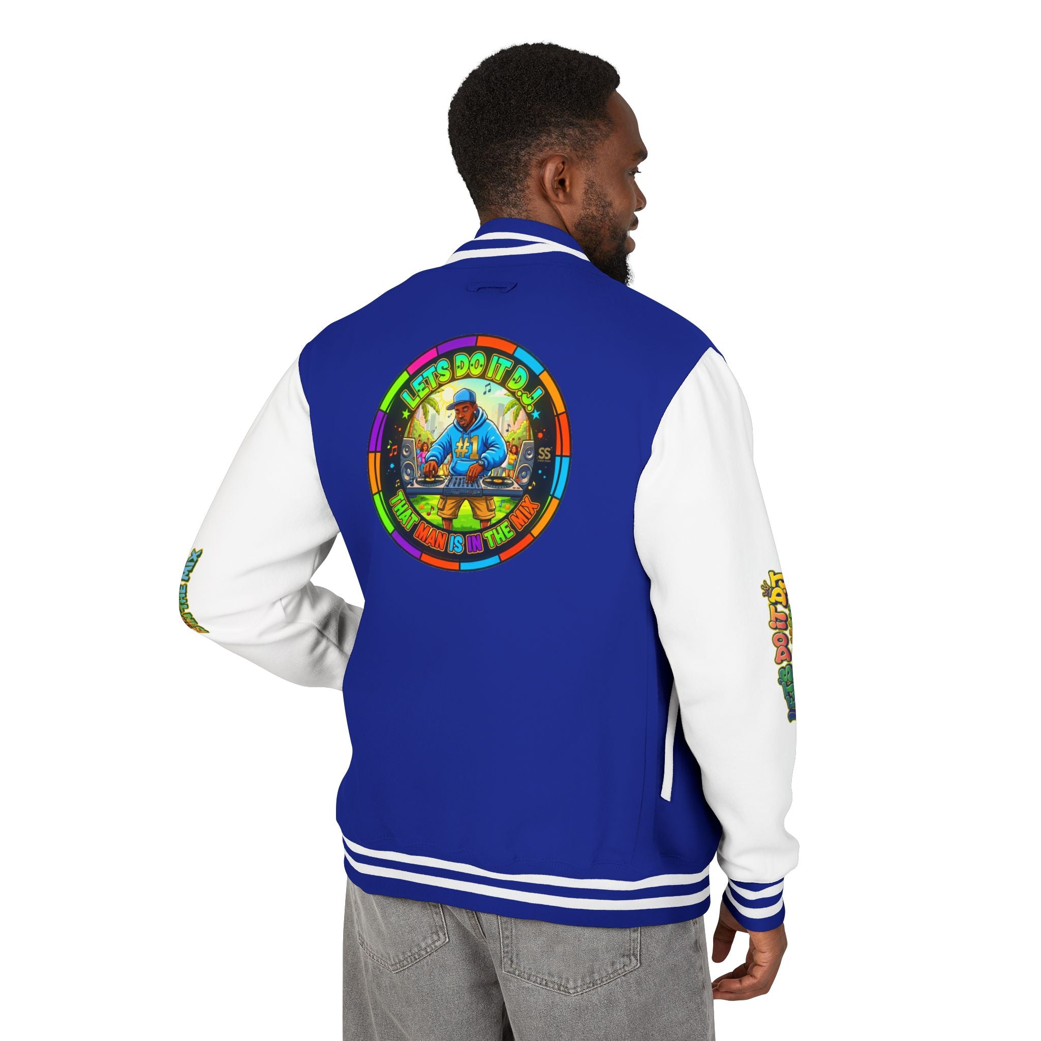 Letterman Jacket — 'Let's Do It' DJ Graphic Varsity Jacket