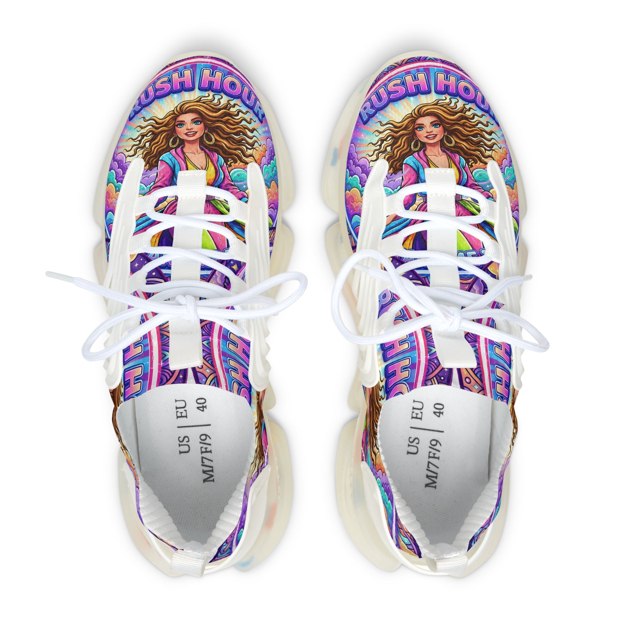 Mesh Sneakers — Vibrant 'Rush Hour' Retro Goddess Athletic Shoes