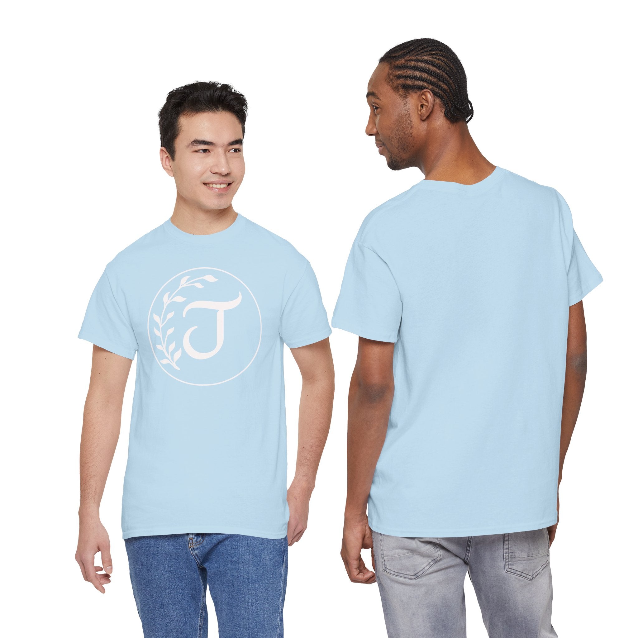White Tee with Subtle "Floral J " Jesus Christ "— Minimalist Japanese Character T-Shirt