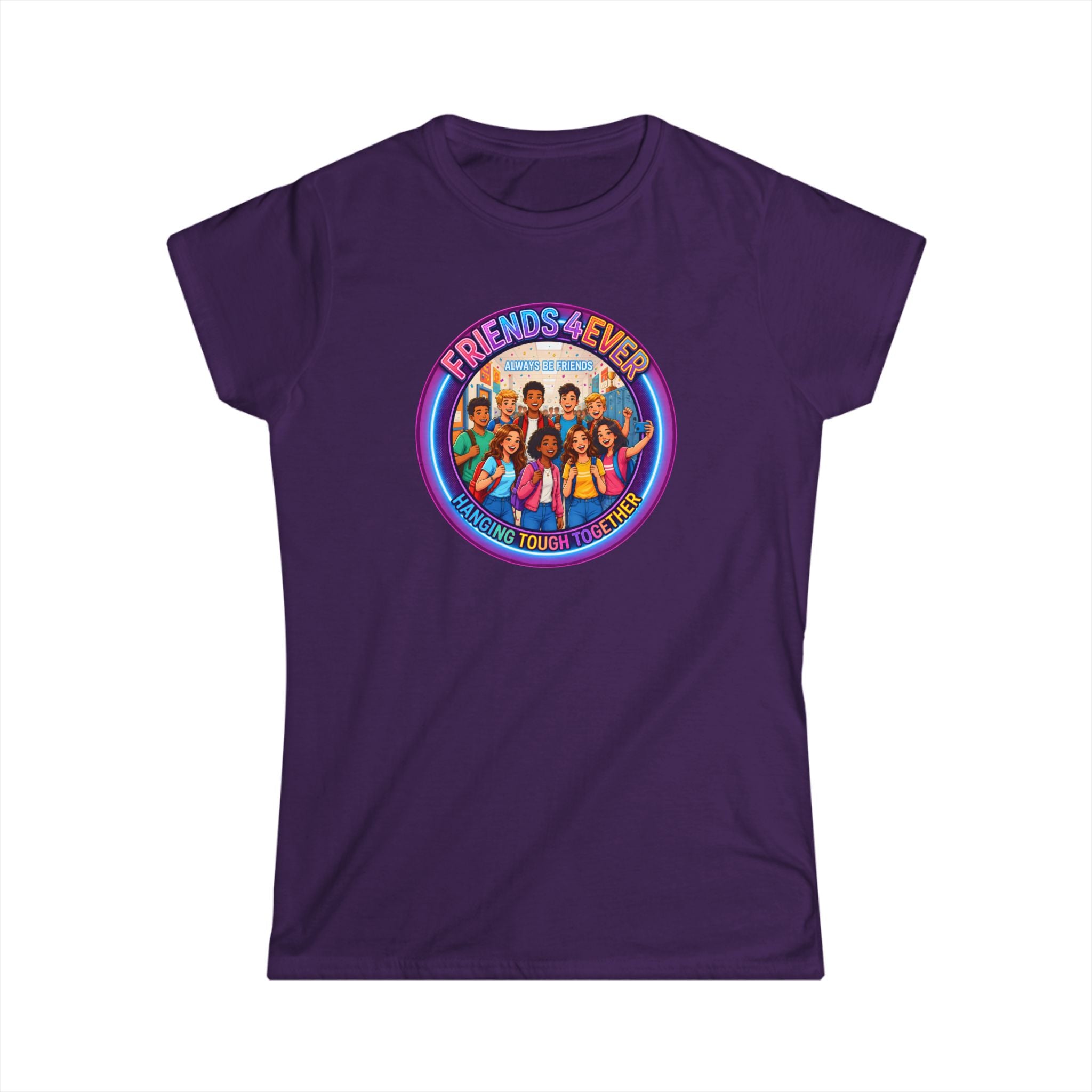 "Friends 4Ever" Graphic Tee — Retro Diverse Girl Squad Shirt