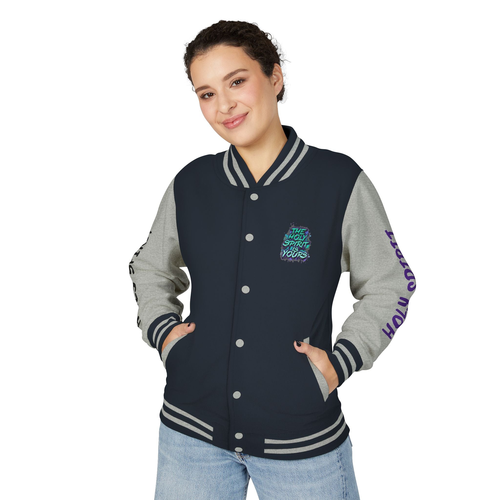 Letterman Jacket — "The Holy Spirit Is Yours" Graphic