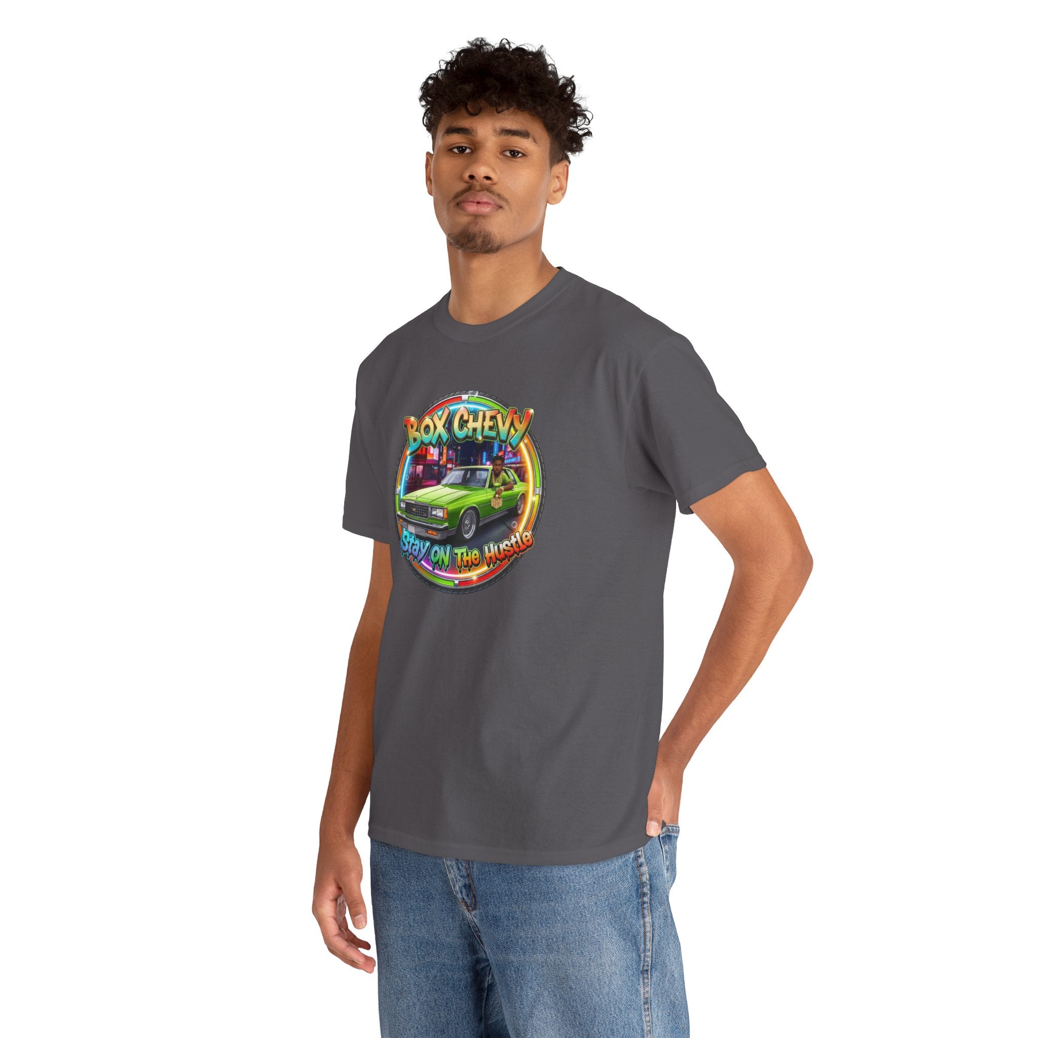 Vintage Chevy Truck Tee — "Box Chevy Stay On The Hustle" Retro Car Graphic Shirt