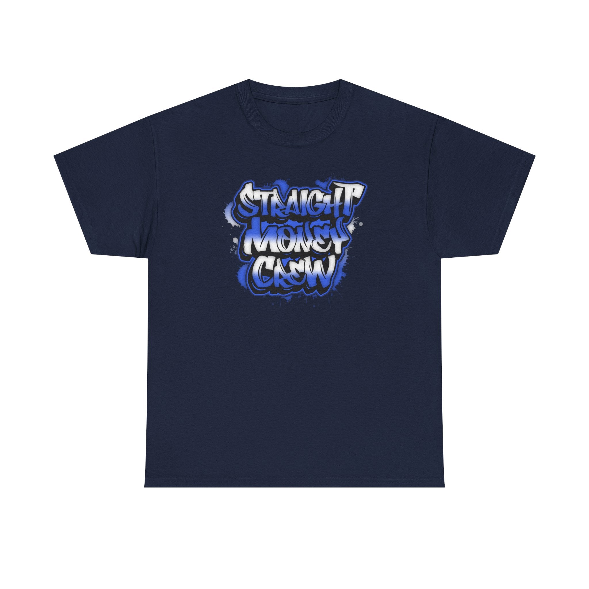 T-Shirt — "Stackin' Money Crew" Blue Graffiti Graphic Tee