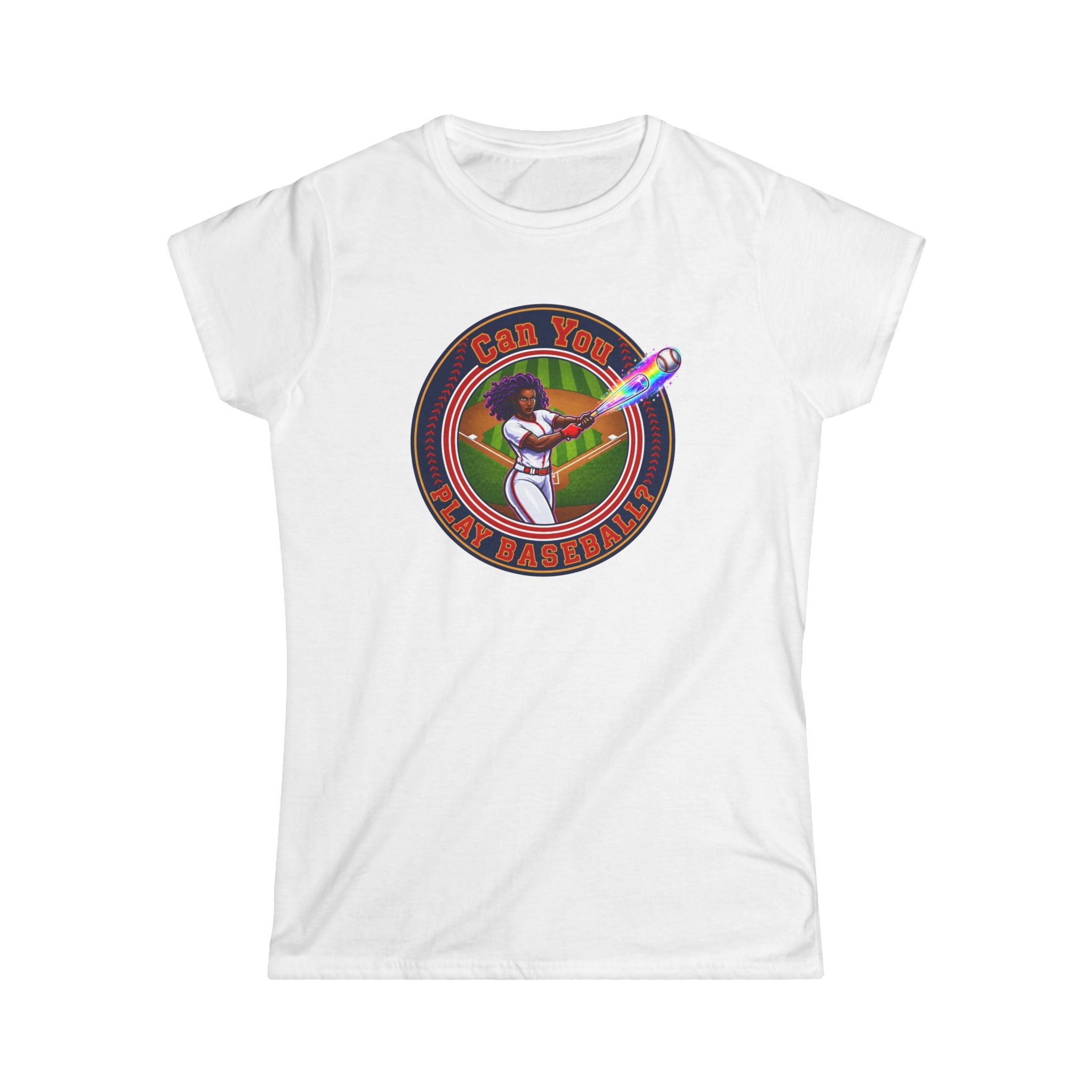 Can You Play Baseball? Women's Baseball Graphic Tee - Vintage Batter Design