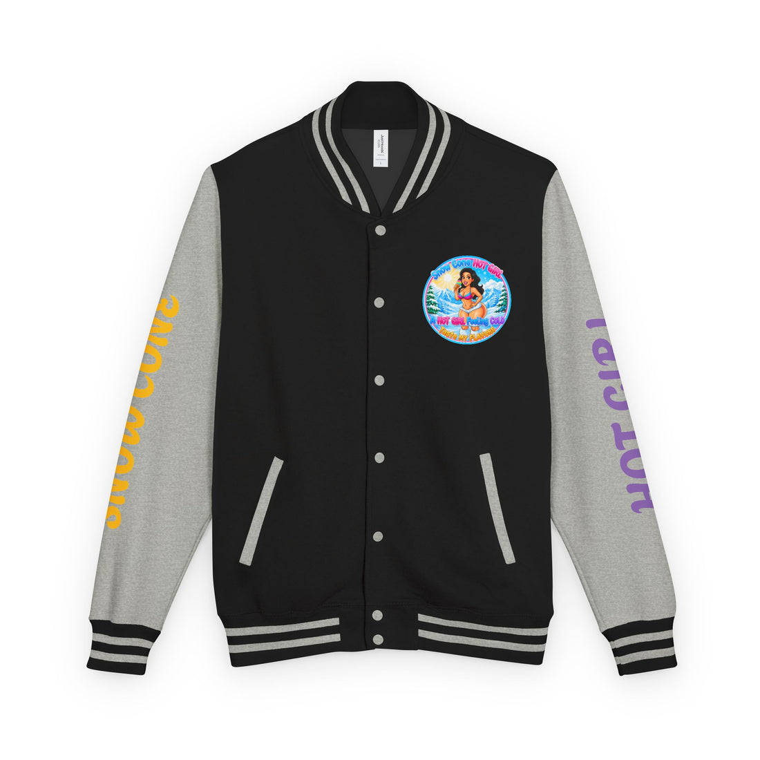 Letterman Jacket — 'SnowCone, Hot Girl' Retro Beach Graphic