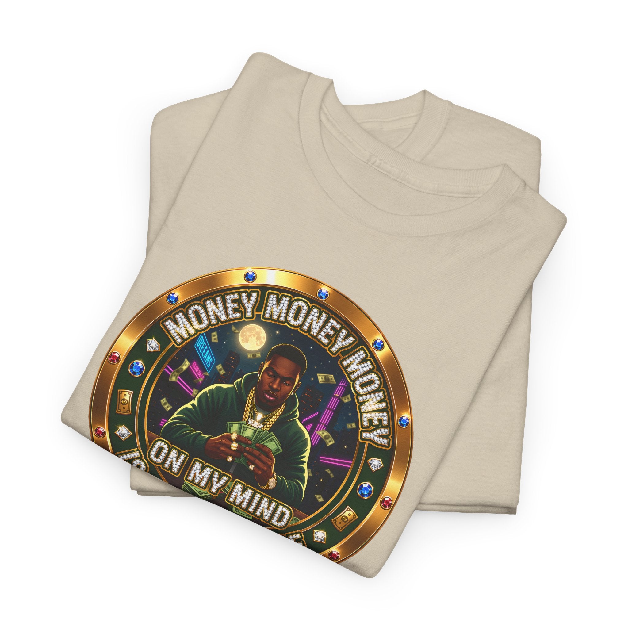 "Money On My Mind" Graphic Tee — Retro Casino Coin Design
