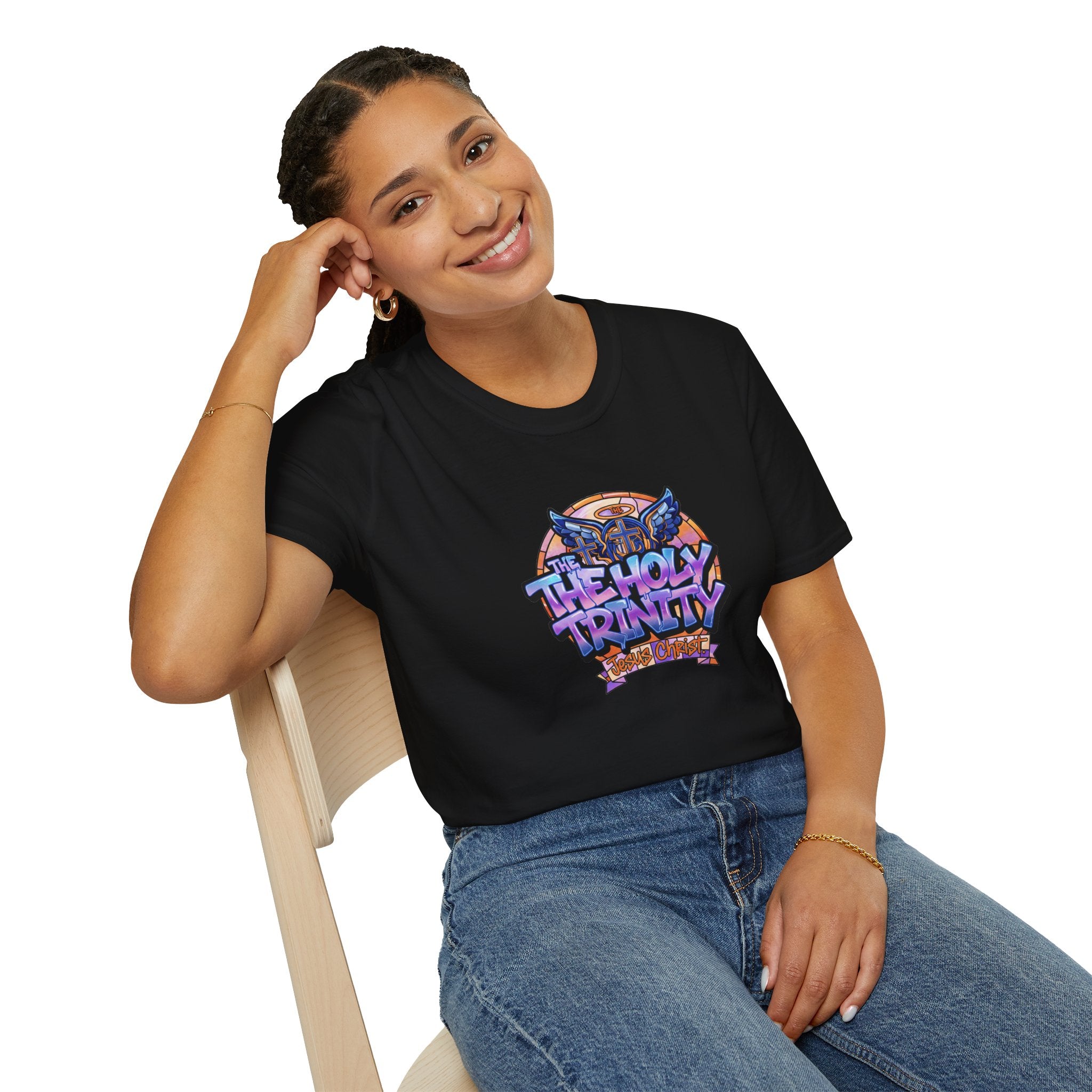 The Holy Trinity Graphic Tee — Retro Neon Streetwear T-Shirt
