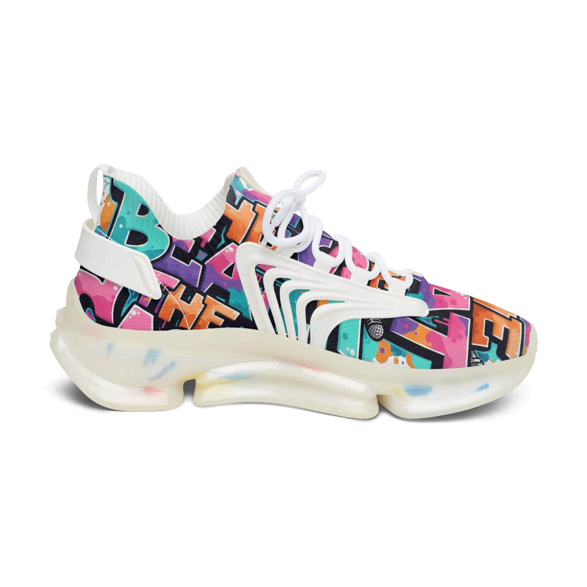 Women’s Mesh Sneakers —"She Beat The Case"Colorful Graffiti Statement Athletic Shoes