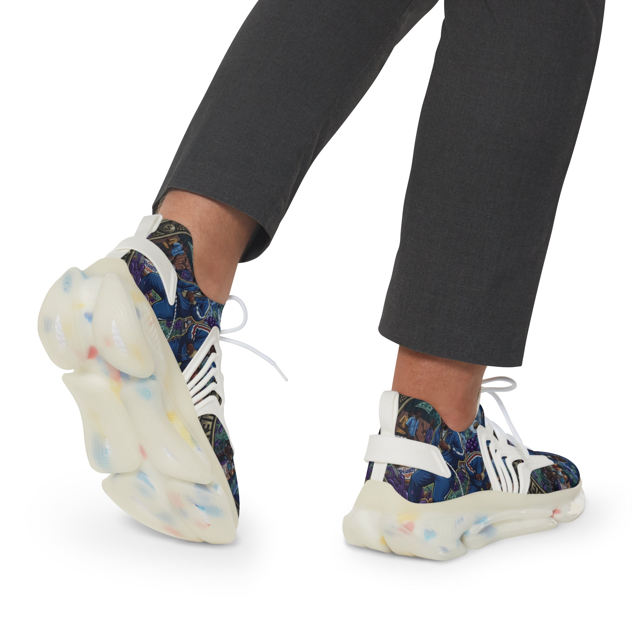 Men's Mesh Sneakers — "Peanut Butter Jelly"Cosmic Blue Graphic Athletic Shoes