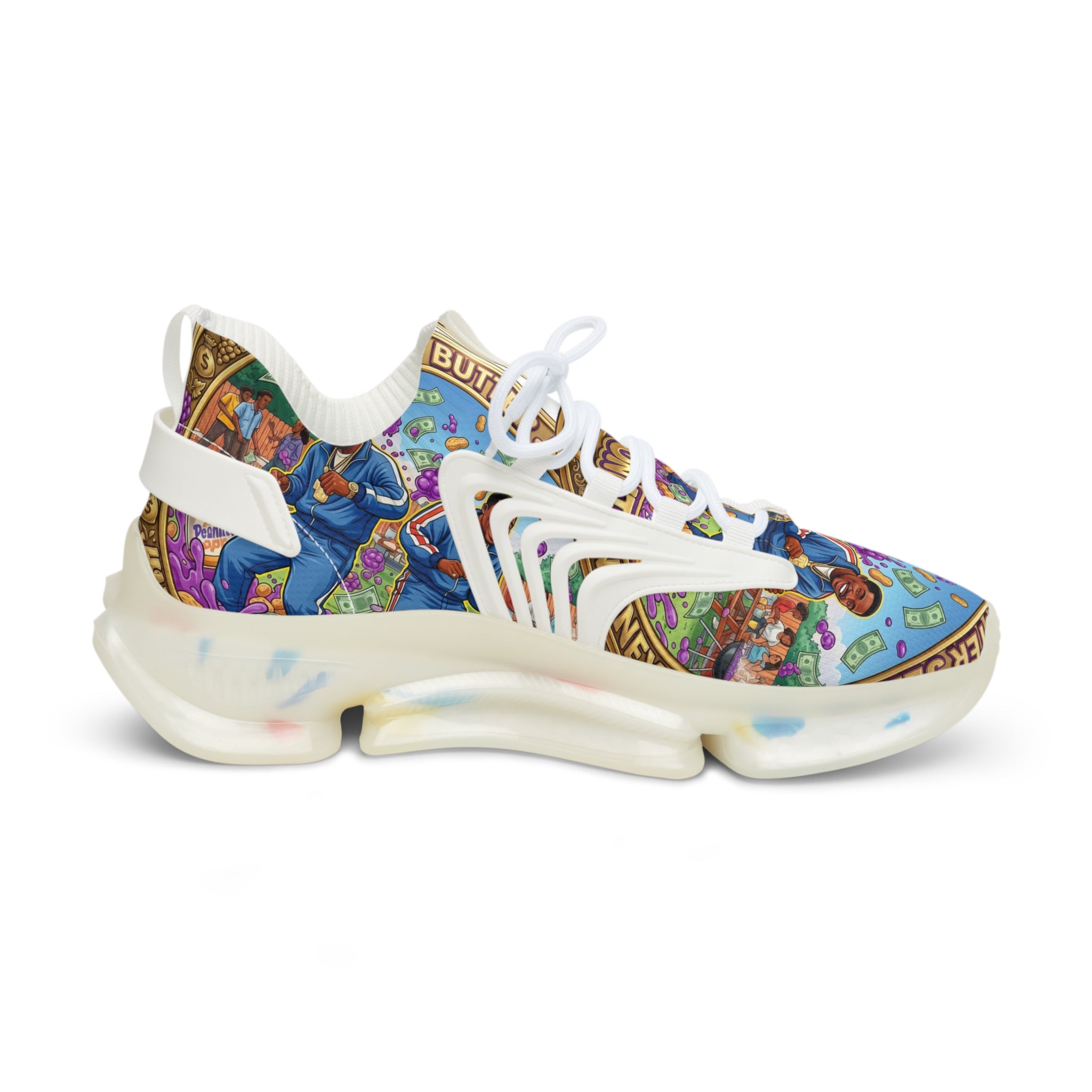 Mesh Sneakers —" Peanut Butter Jelly" Colorful Family Portrait Design Athletic Shoes