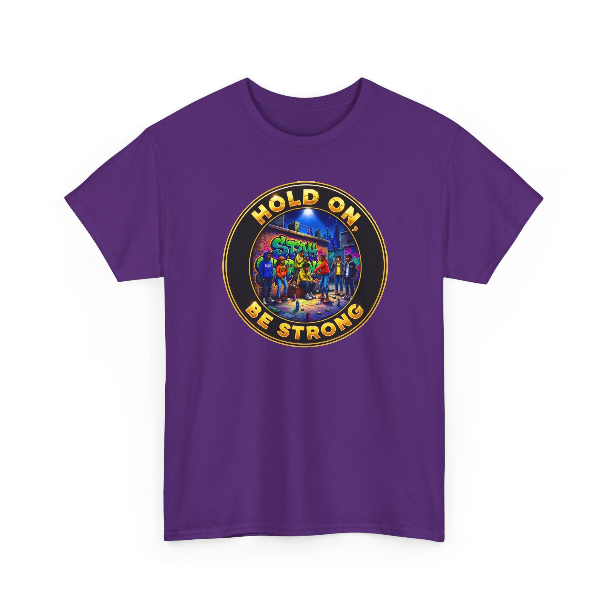 T-Shirt — 'Hold On Be Strong' Inspirational Retro Circle Graphic Tee
