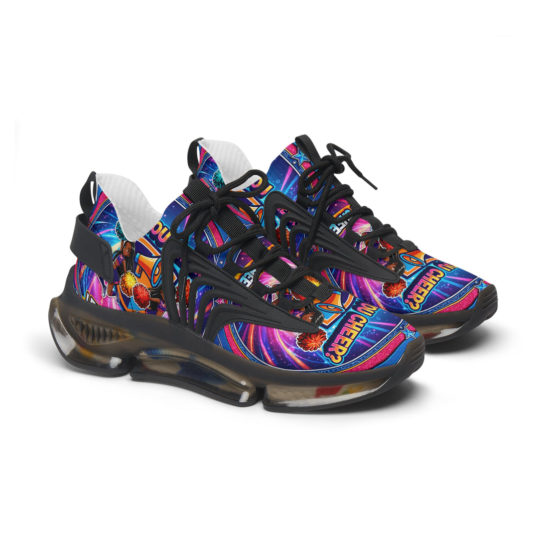 Women's Mesh Sneakers — Colorful Retro 'Can You Cheer' Graphic Athletic Shoes
