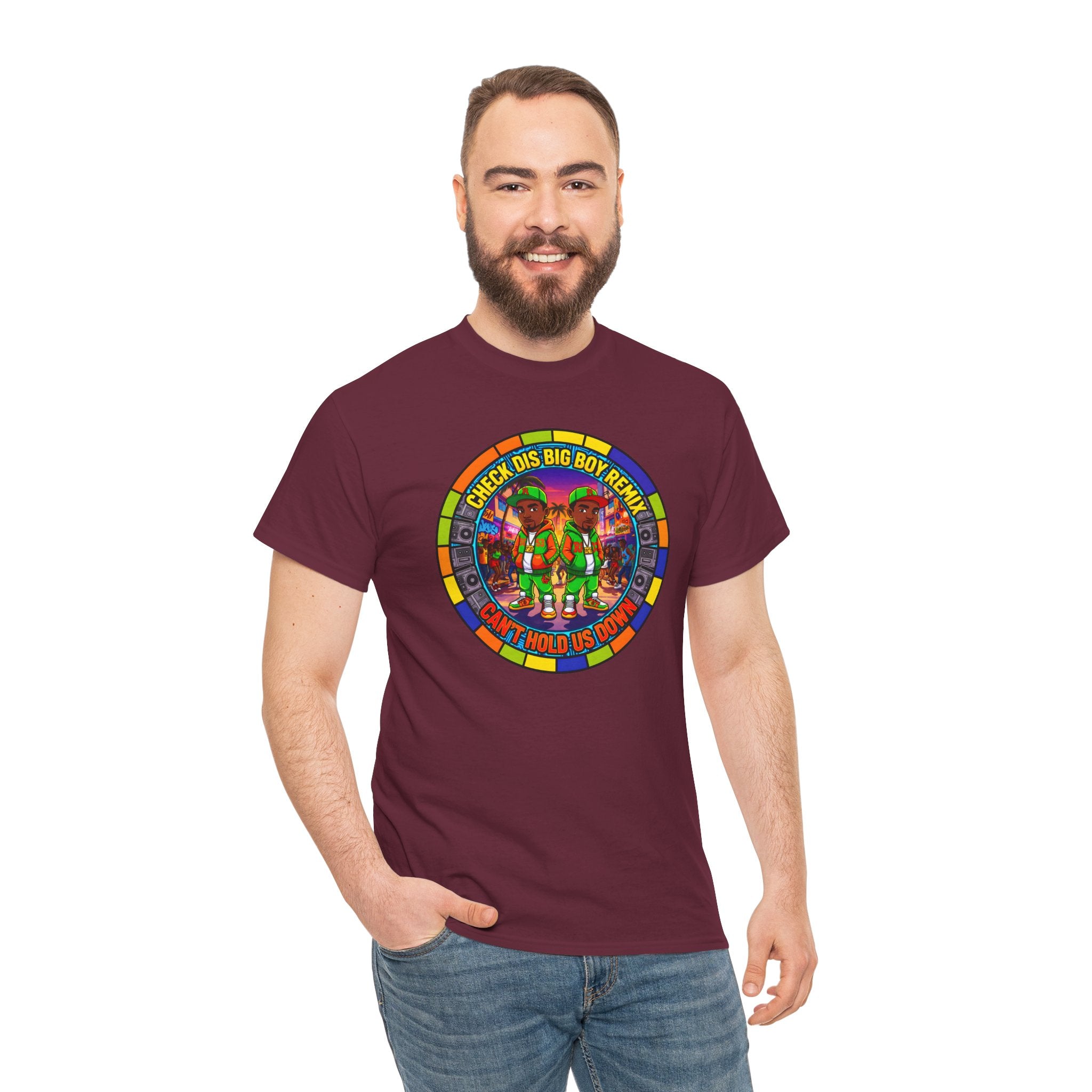 T-Shirt — "Check Dis Big Boy Remix" Colorful Cartoon Grap6hic Tee