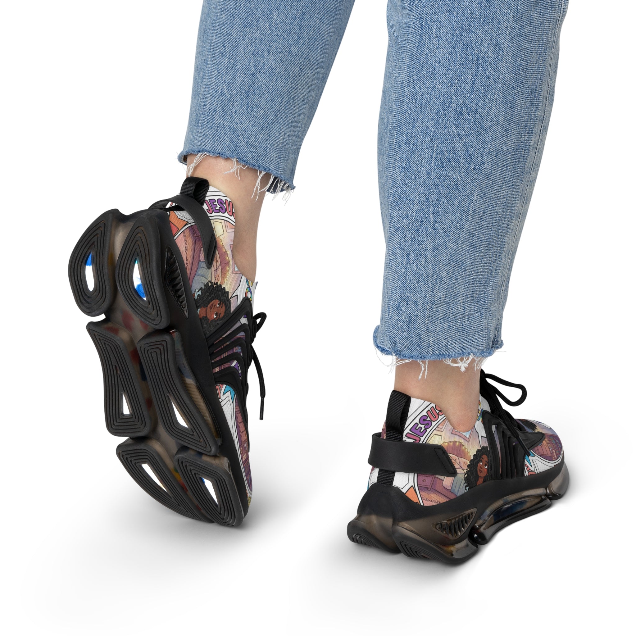 Women's Mesh Sneakers — " Jesus Christ Makes Wishes Come True " Graphic Athletic Shoes