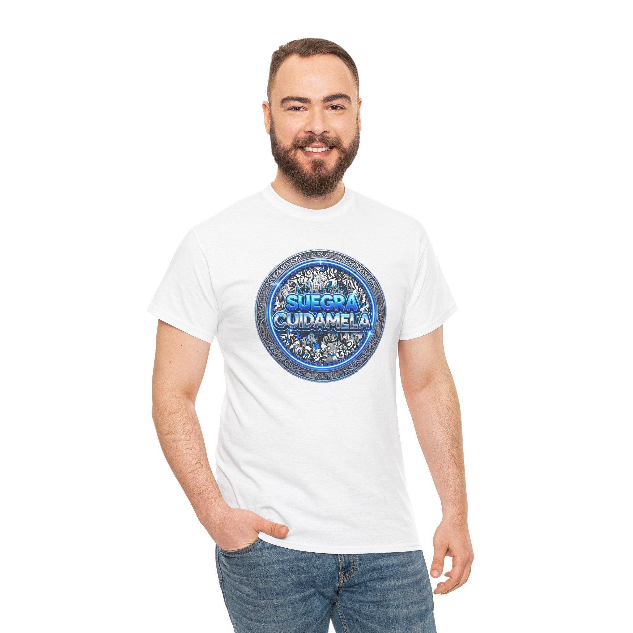 T-Shirt — Suegra Cuídame (Blue Floral Emblem)