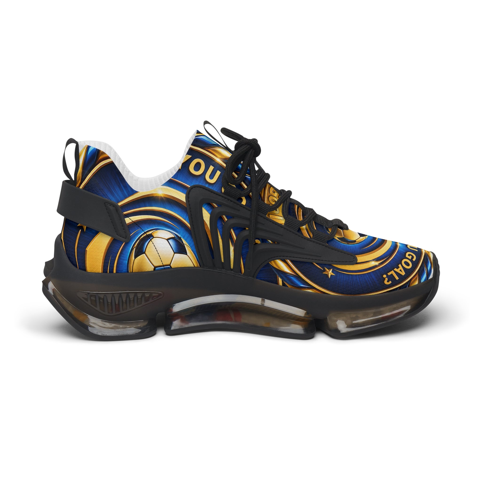 Men's Mesh Sneakers —"Can You Goal" Soccer Goal Design Women’s Athletic Shoes