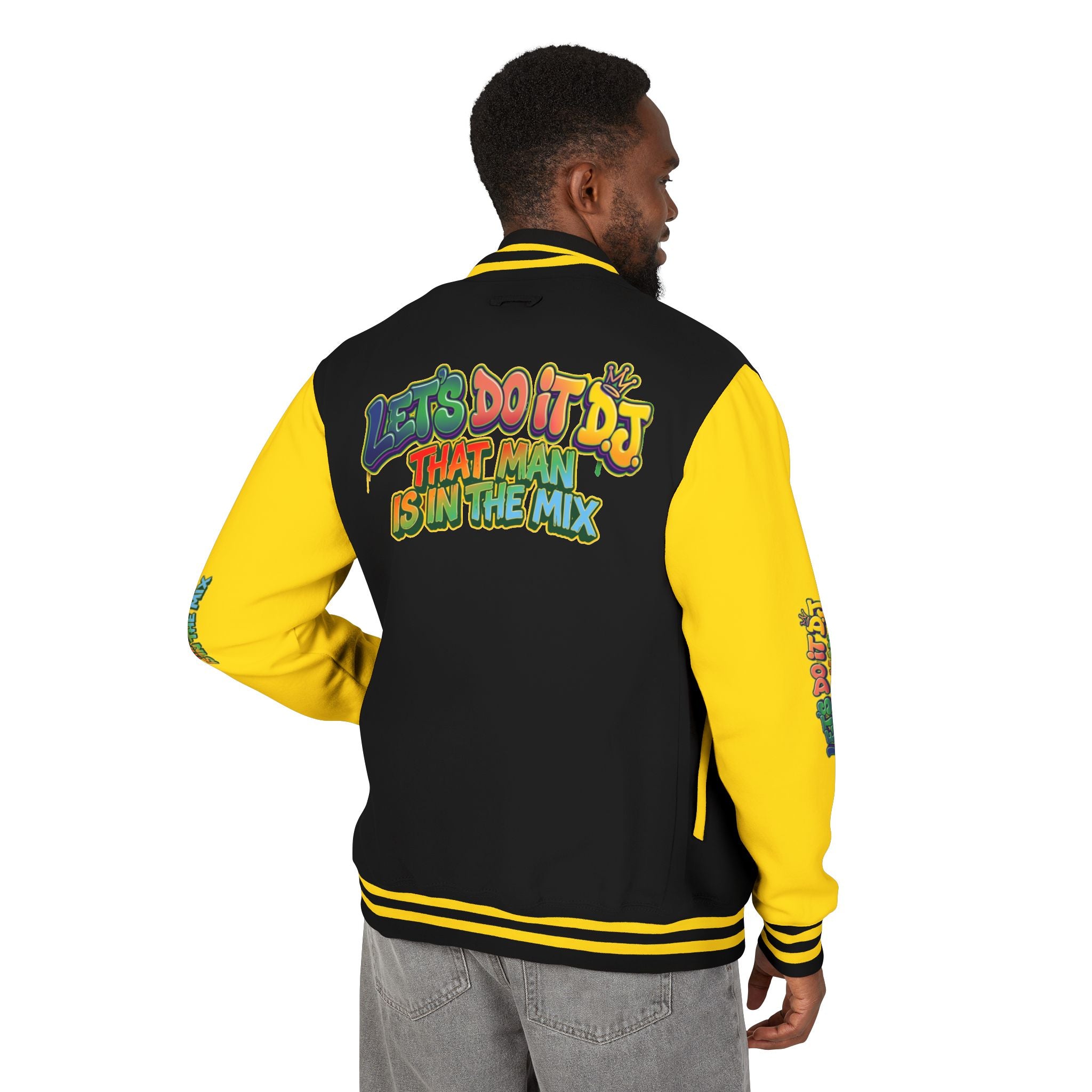 Letterman Jacket — 'Let's Do It' DJ Graphic Varsity Jacket
