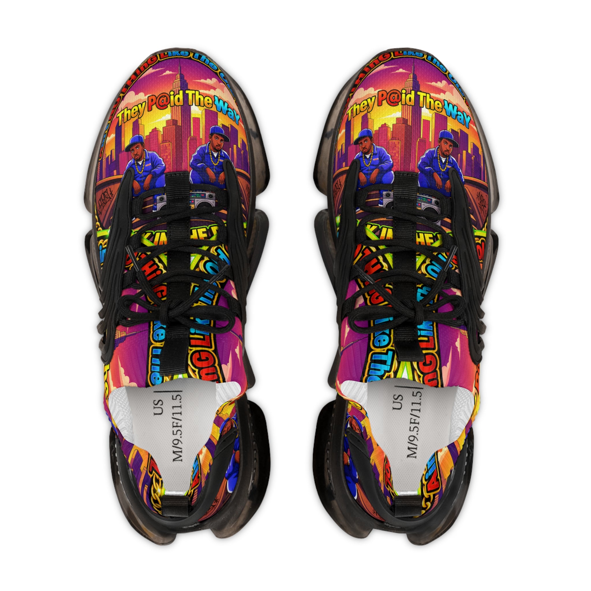 Men's Mesh Sneakers — " Aint Nothing Like The Old School" Vibrant Retro City Graphic Athletic Shoes