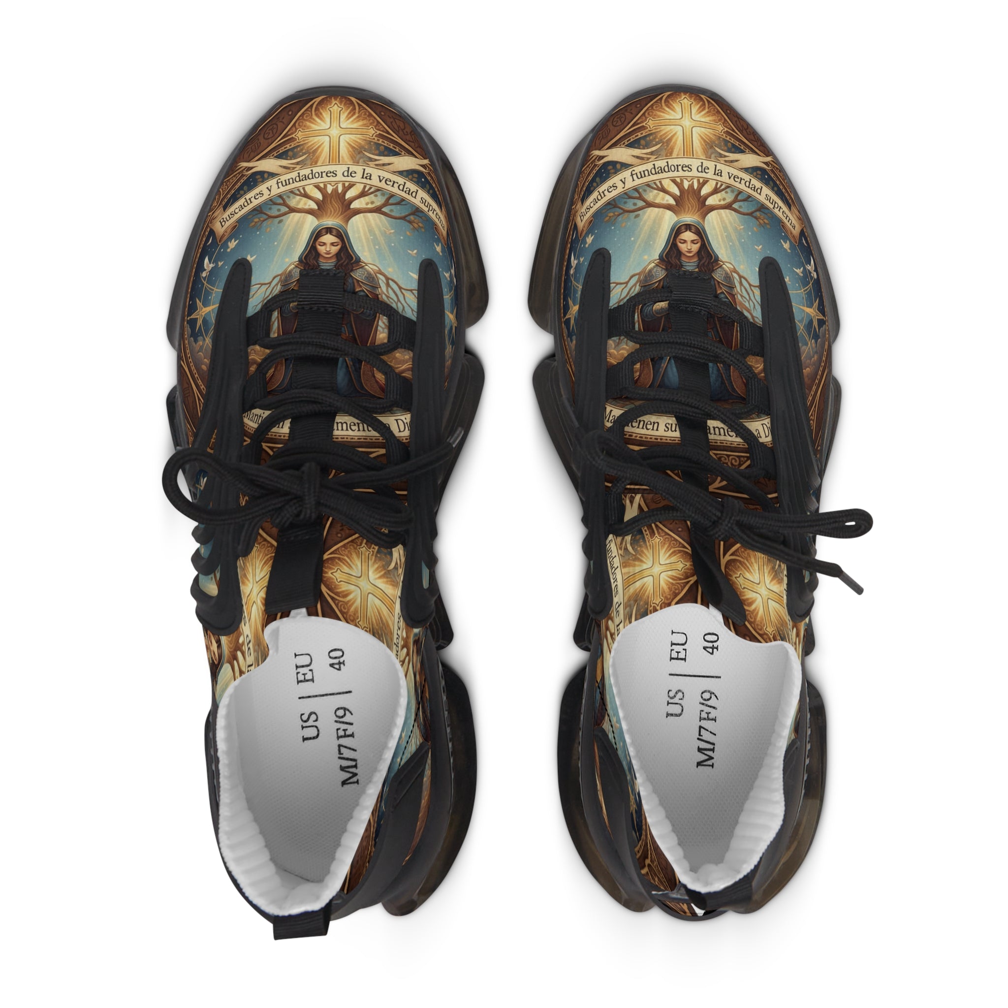 Women's Mesh Sneakers —" Buscadres y Fundadores De La Verdad Suprima"Inspirational Jesus Graphic Women’s Athletic Shoes